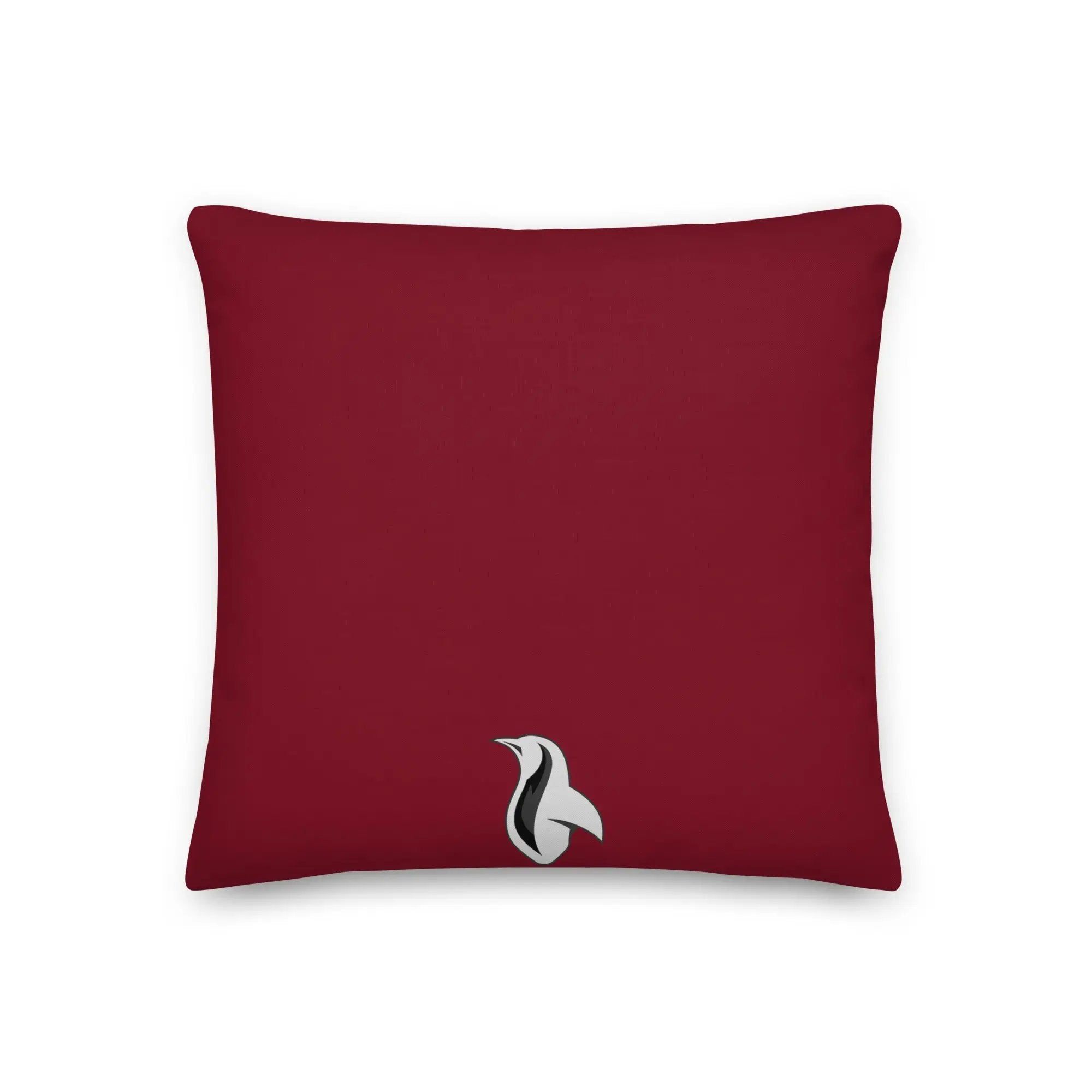 Red pillow with writing
