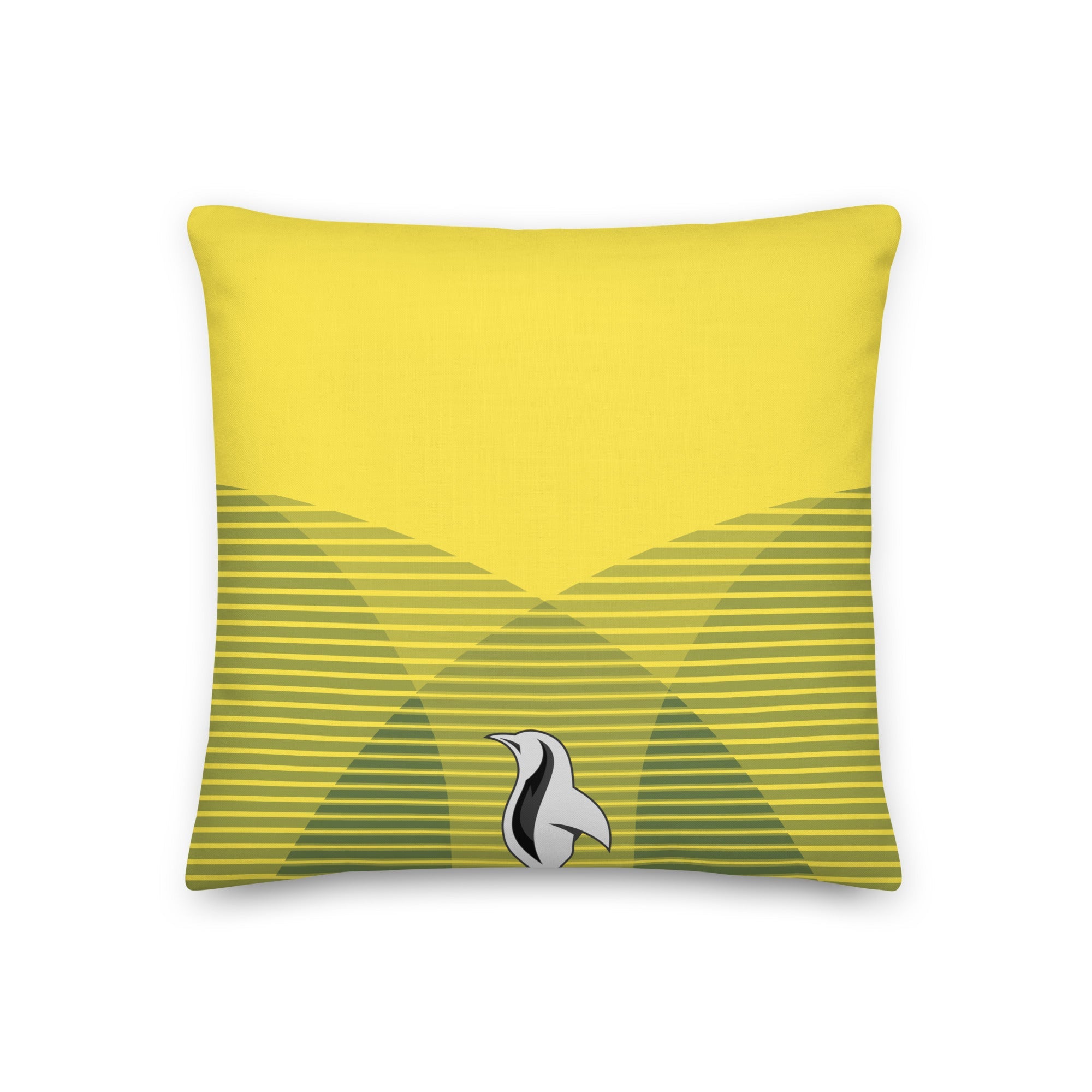 yellow pillow with a funny mushroom