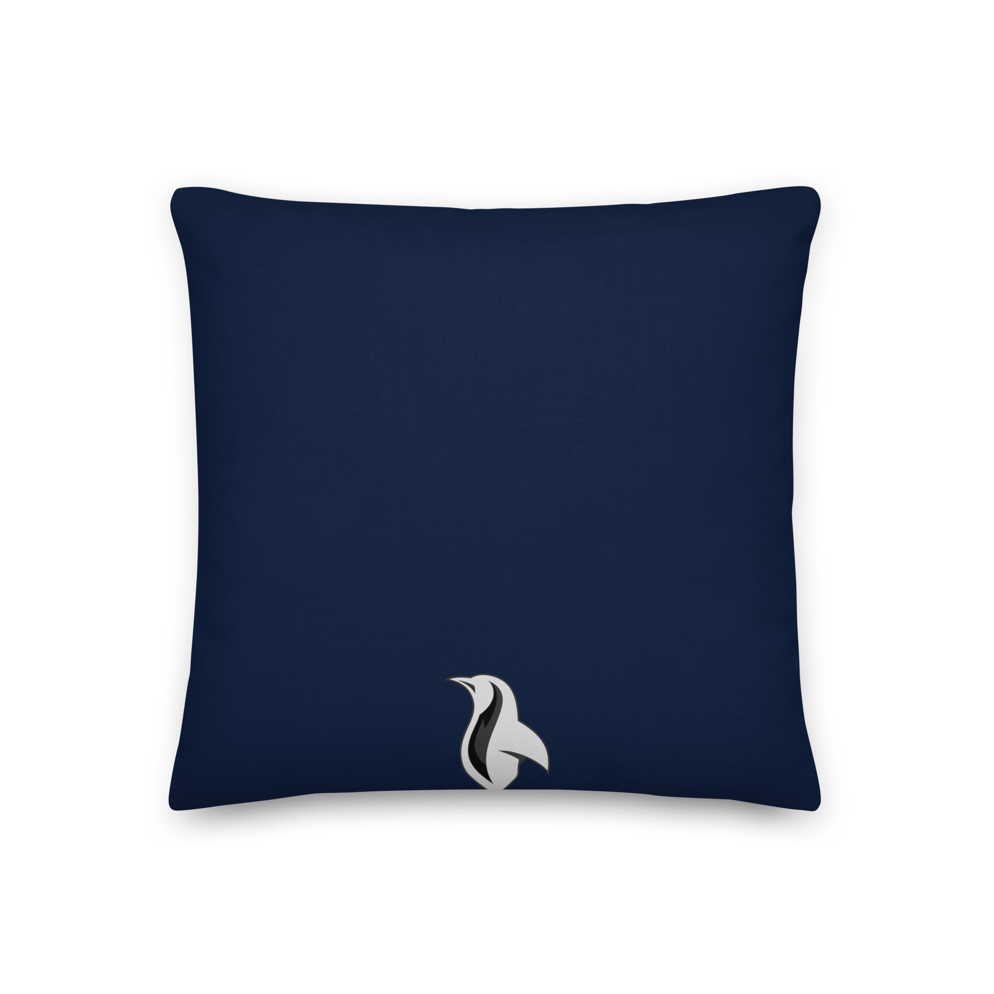 Black pillow with a picture of a dummy