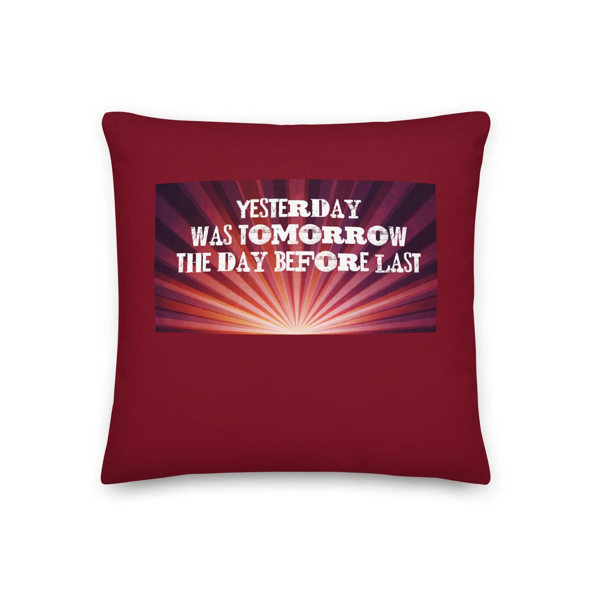 Red pillow with writing
