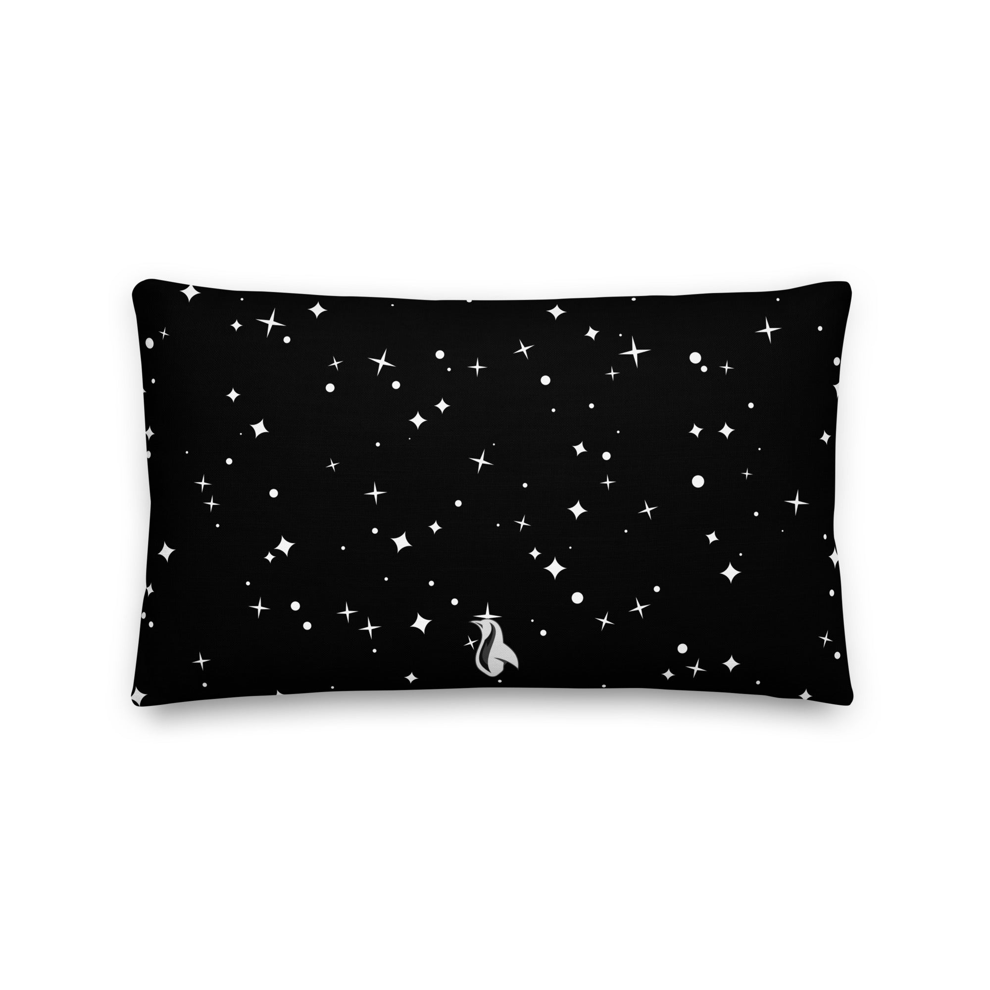 a black and white pillow with stars on it