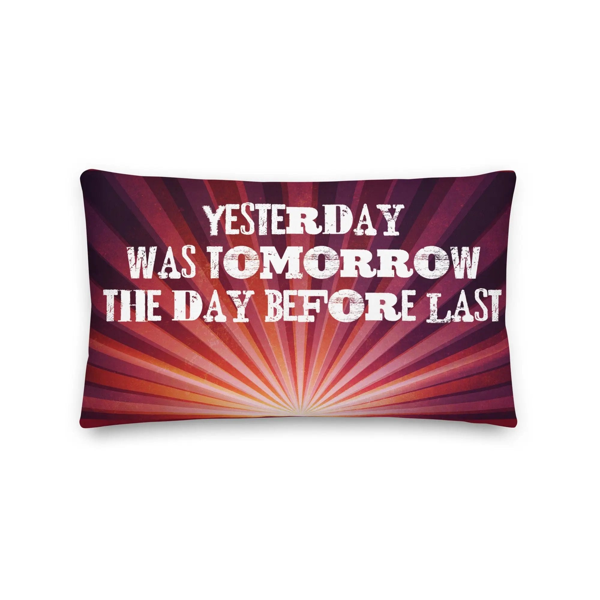 Red pillow with writing