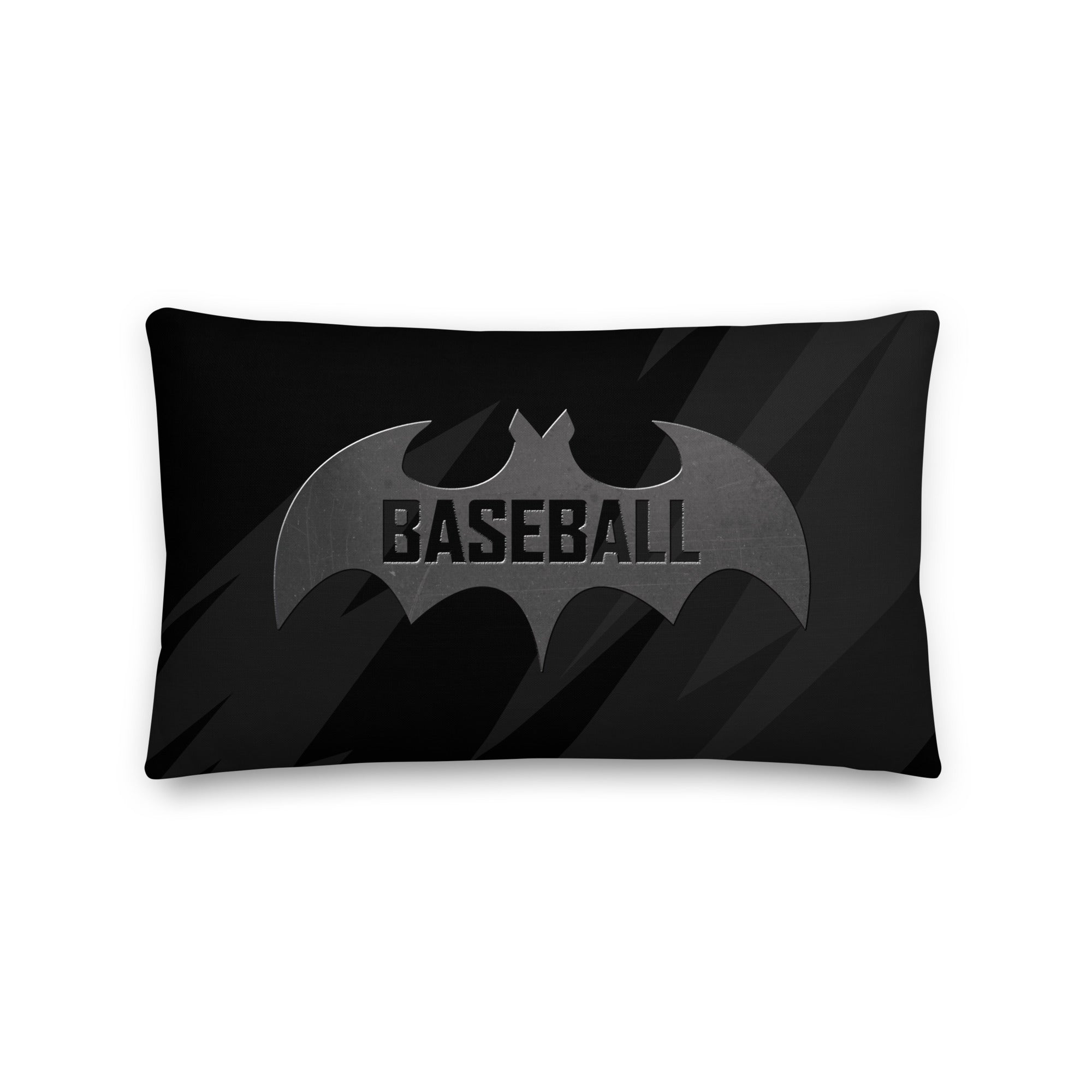 Black pillow with a Bat and baseball