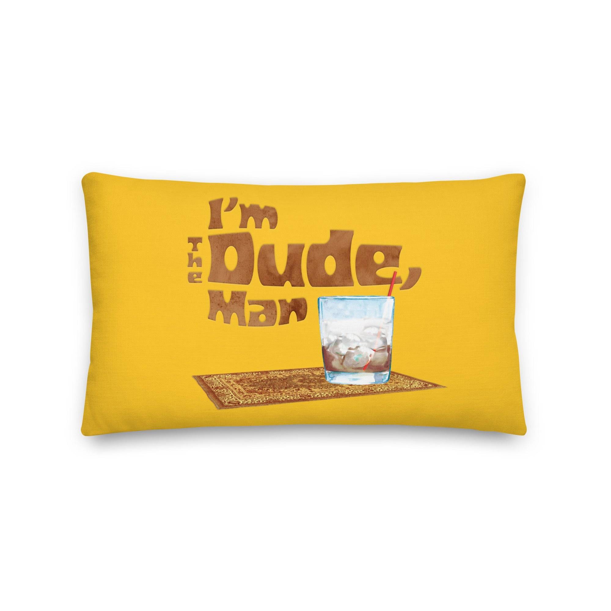 Yellow Pillow with a cocktail and rug