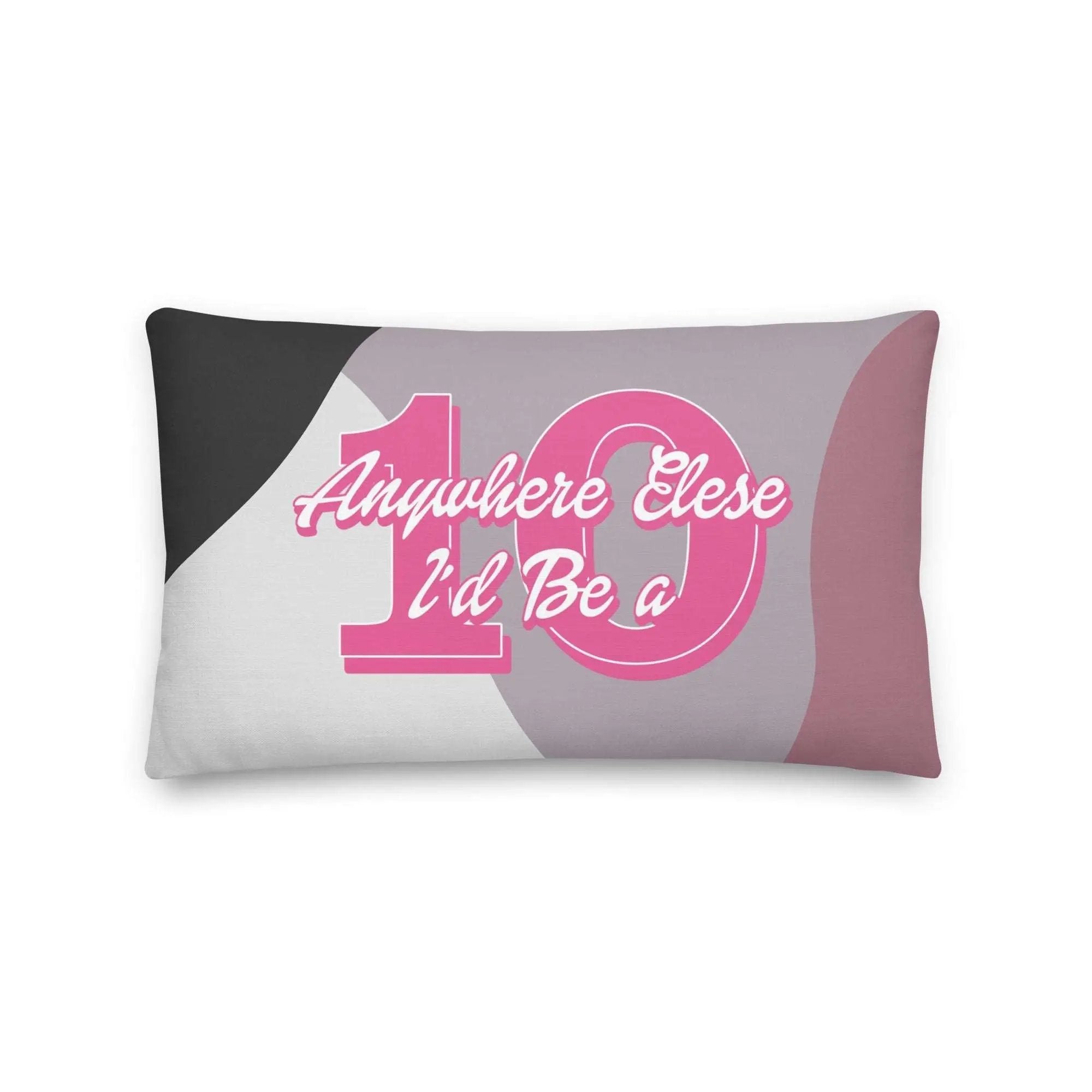 a pink and black pillow with the number forty on it