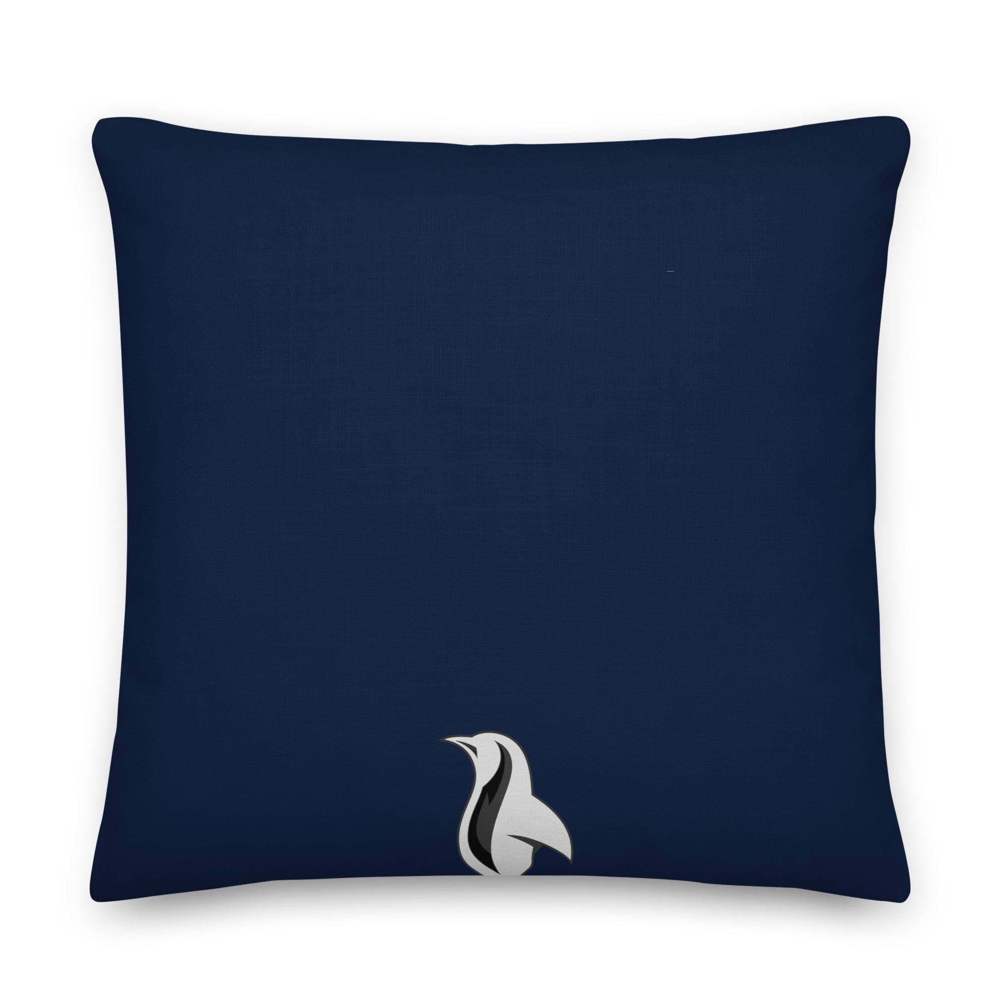Black pillow with a picture of a dummy