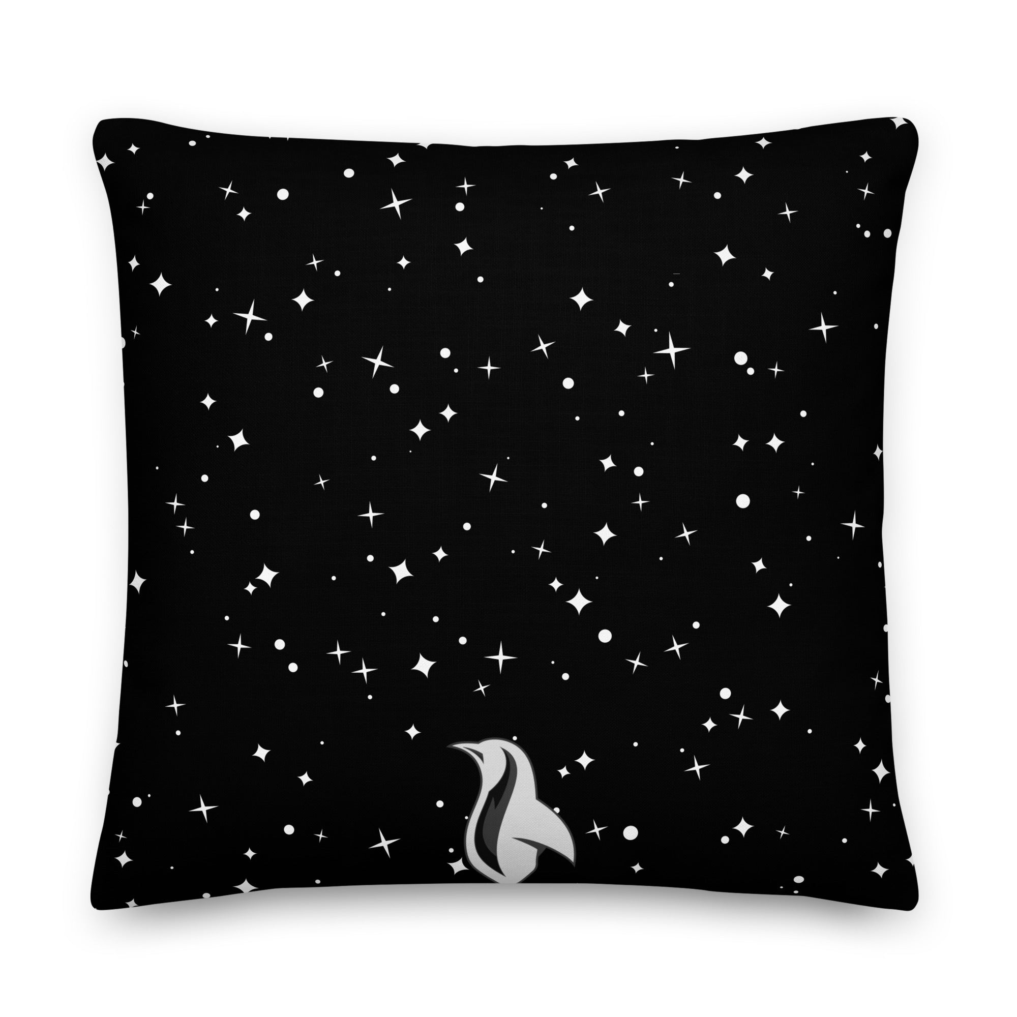 a black and white pillow with stars on it