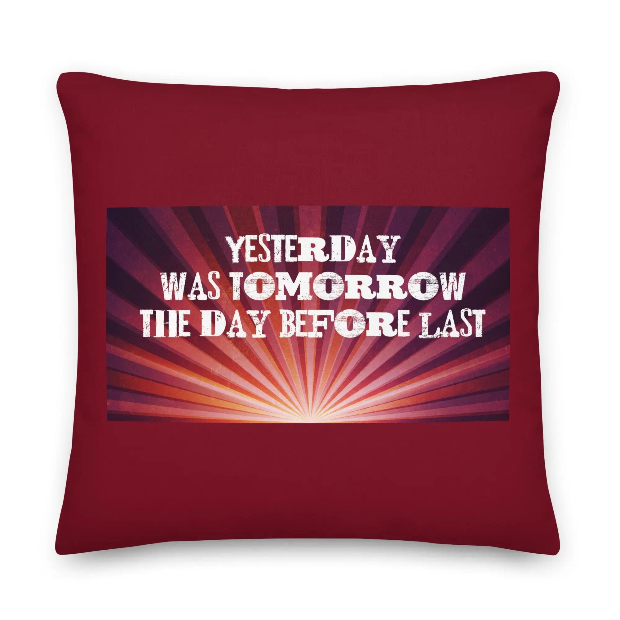 Red pillow with writing