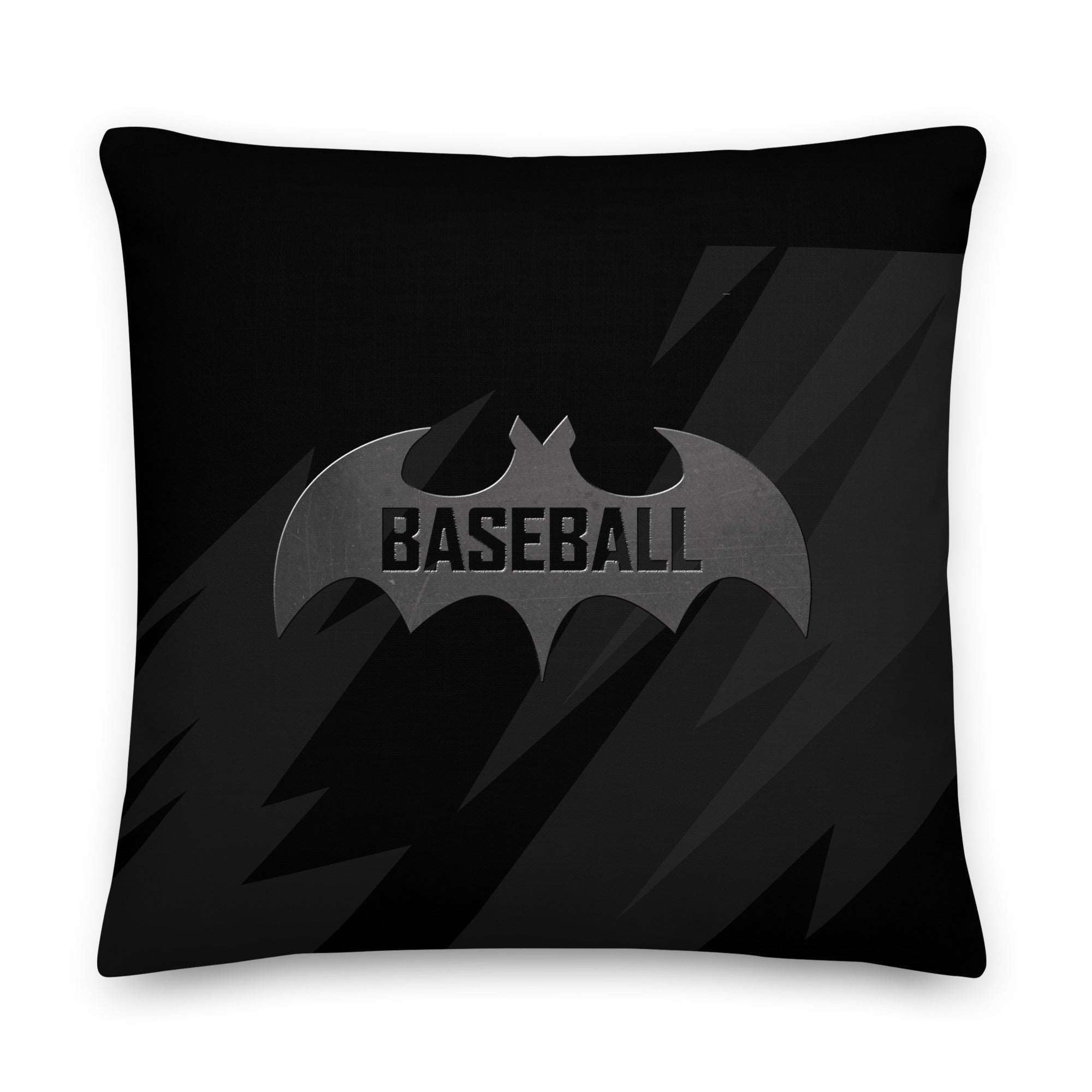 Black pillow with a Bat and baseball
