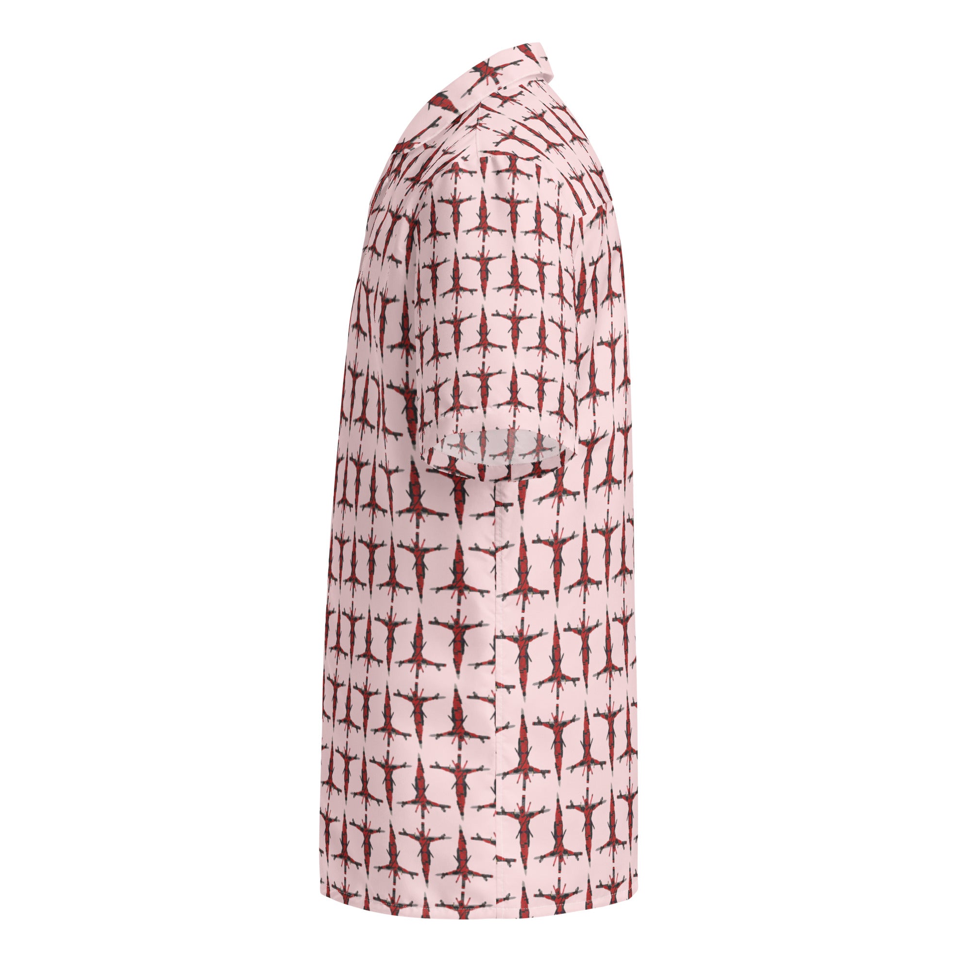 a women's shirt with a red and white pattern