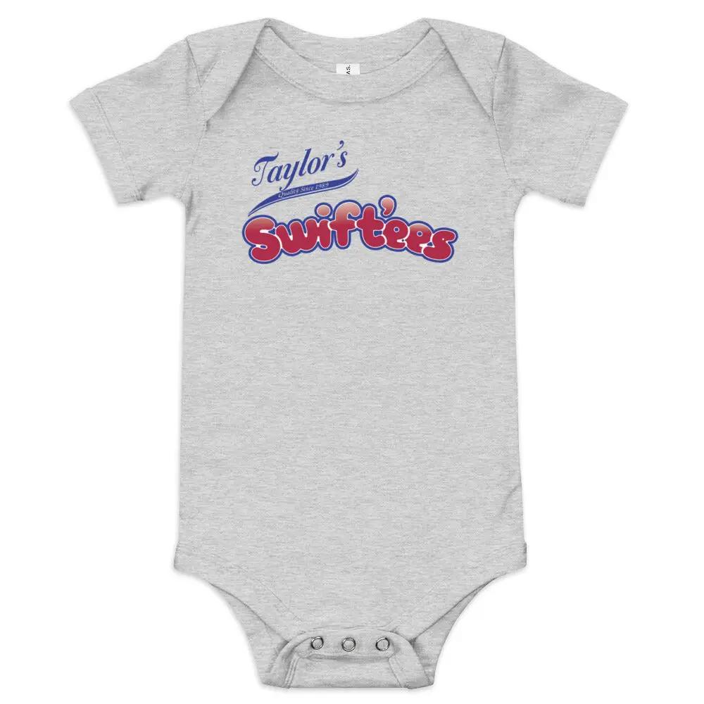 a baby bodysuit that says taylor's swifties on it
