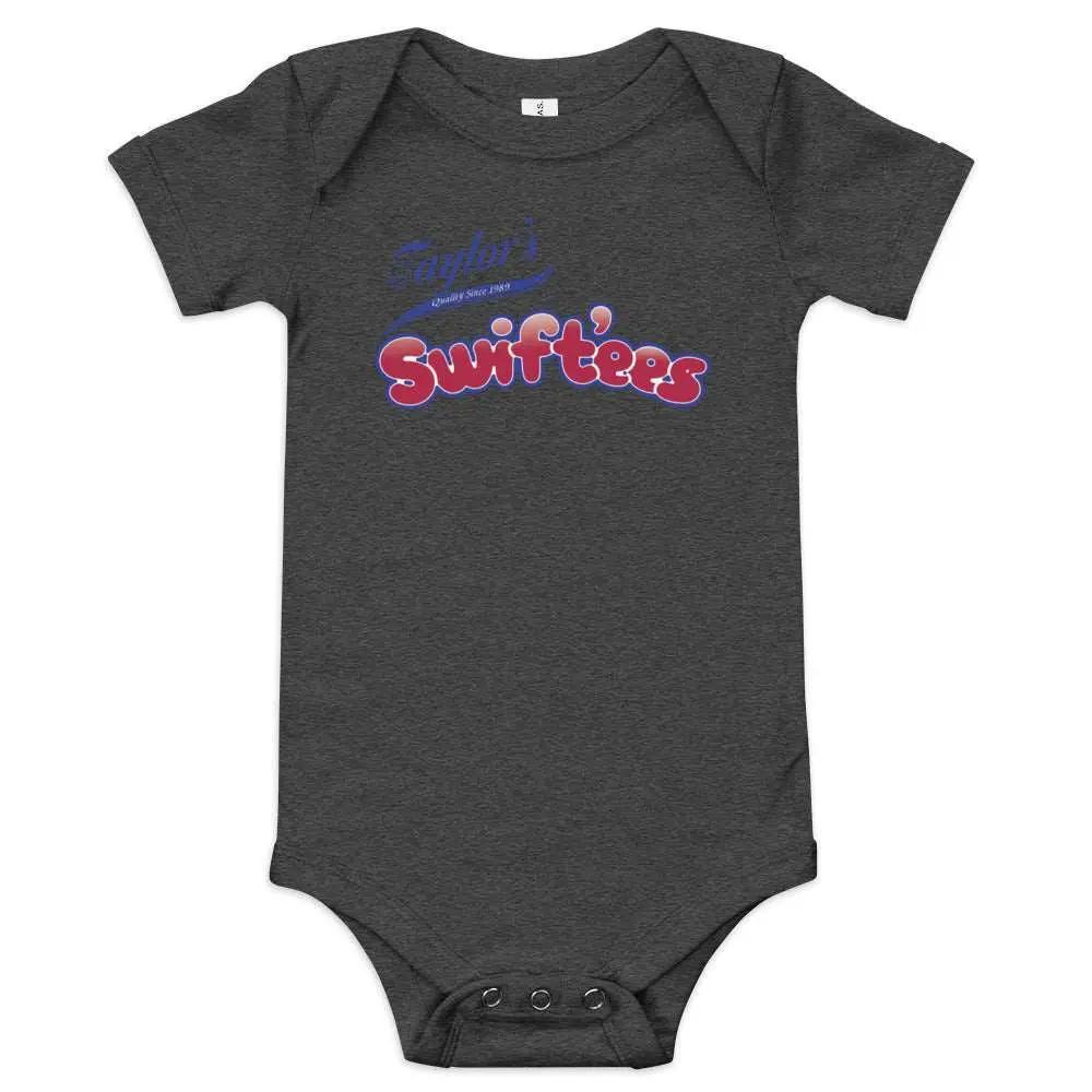 a baby bodysuit with the word swiffers on it