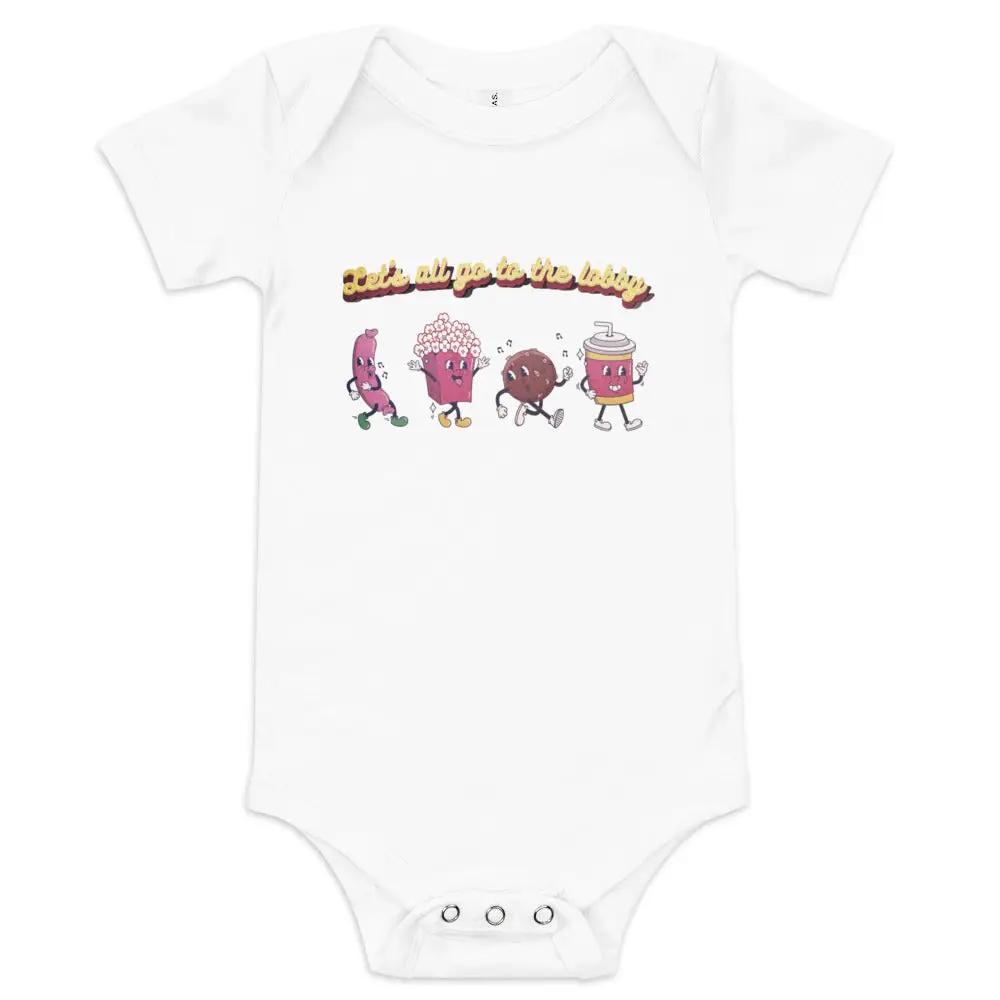 a white bodysuit with a cartoon character on it