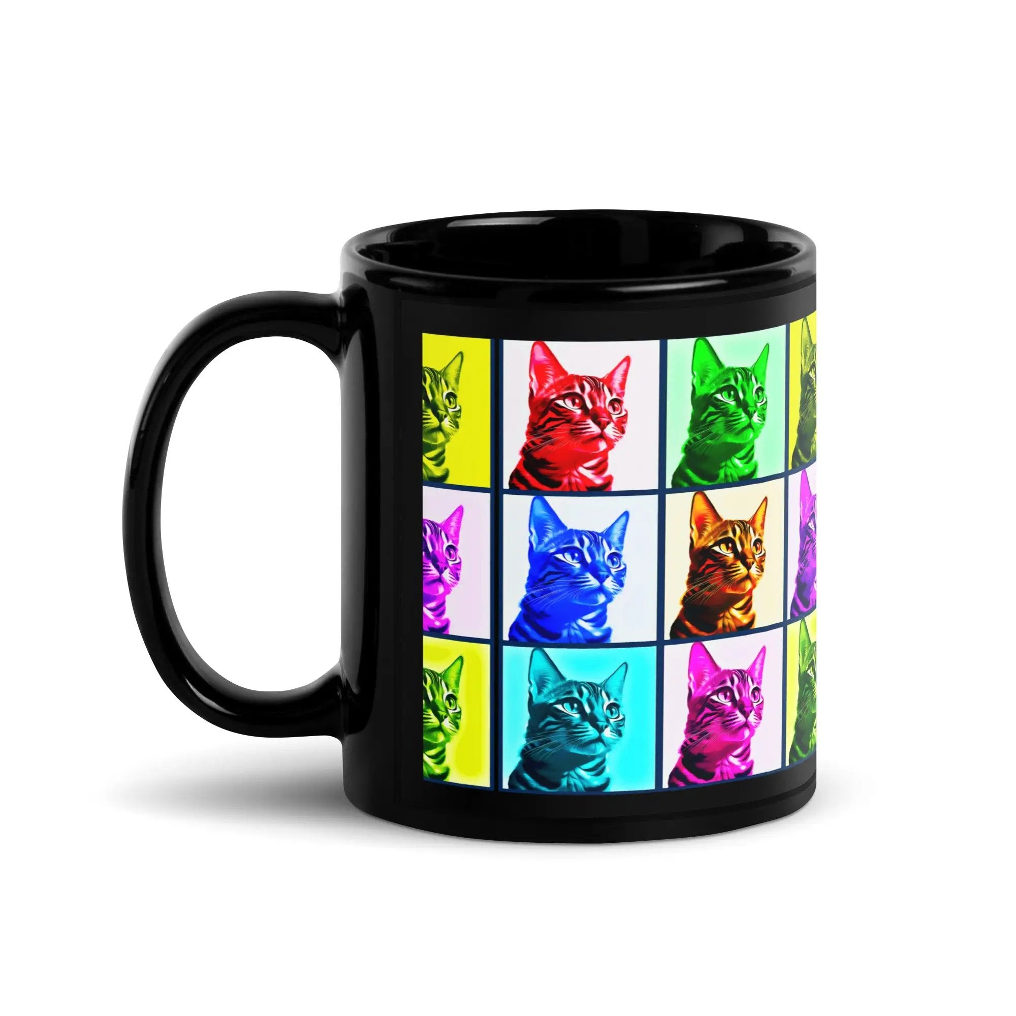 Warhol Cats Black Glossy Mug