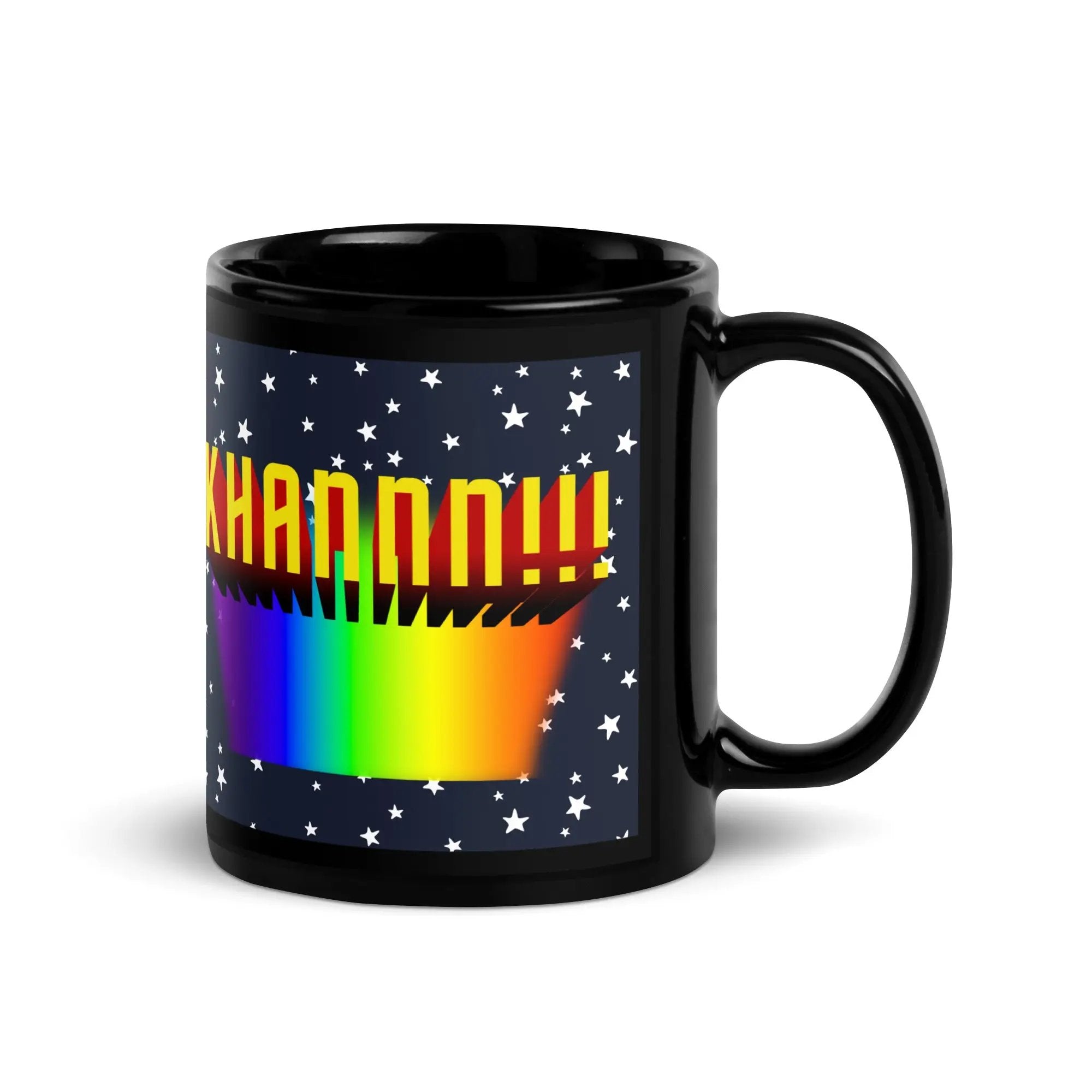 a black coffee mug with the words hannah on it