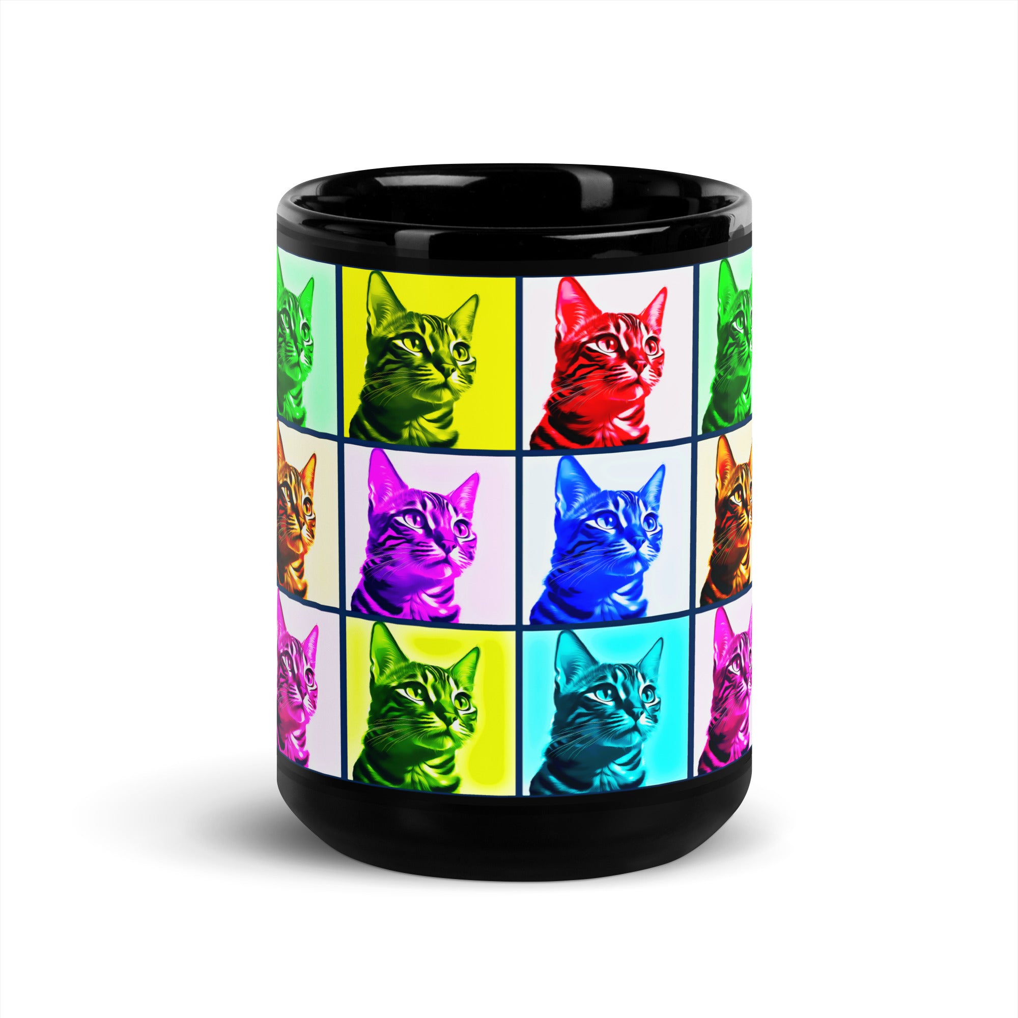 Warhol Cats Black Glossy Mug