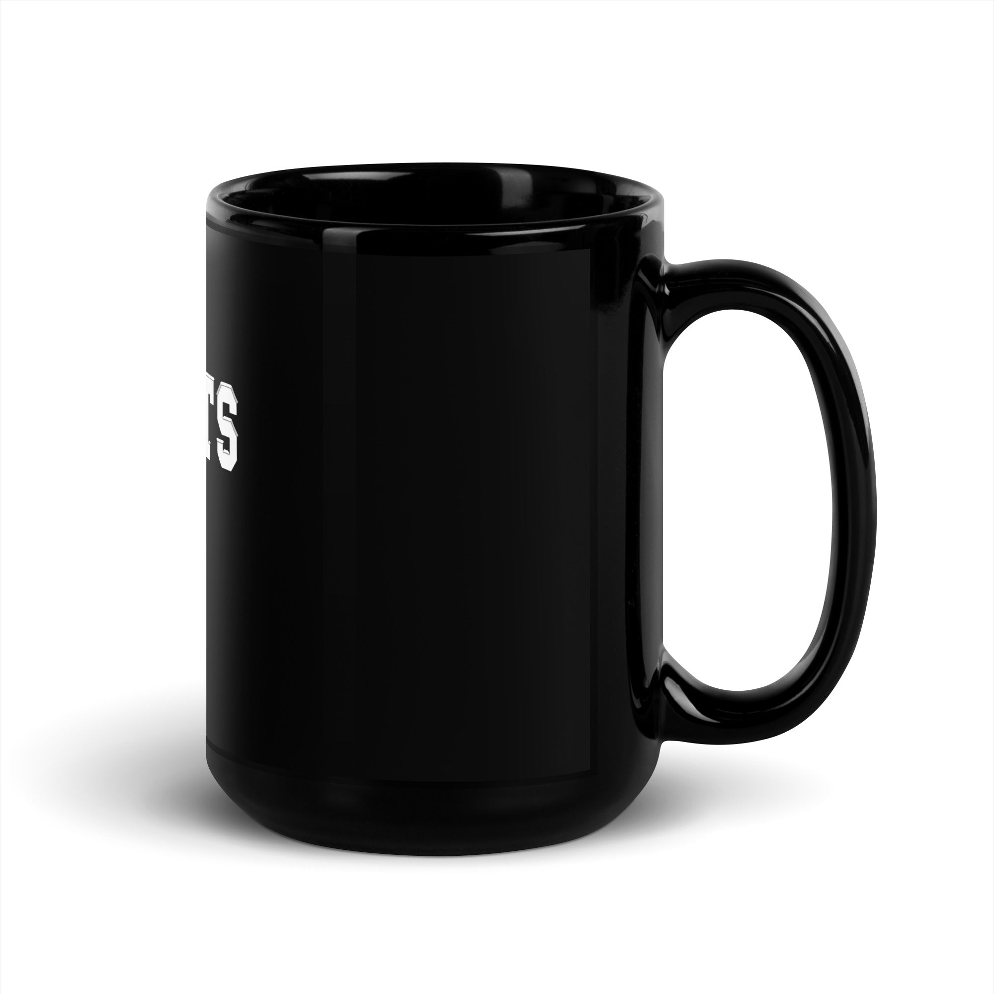 a black coffee mug with the number three on it