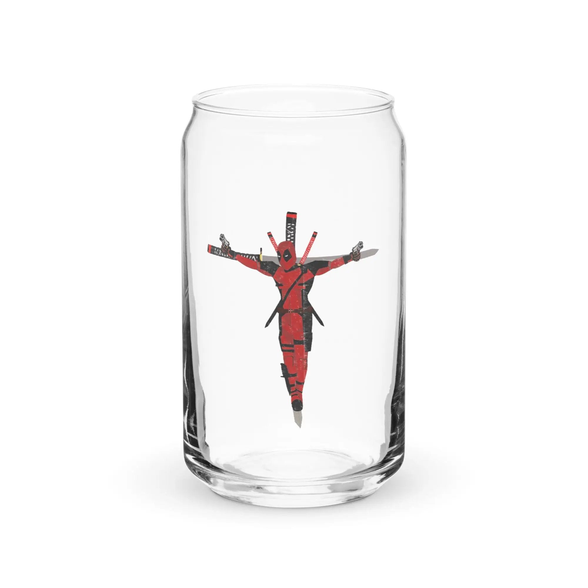 a glass with a picture of a person on it