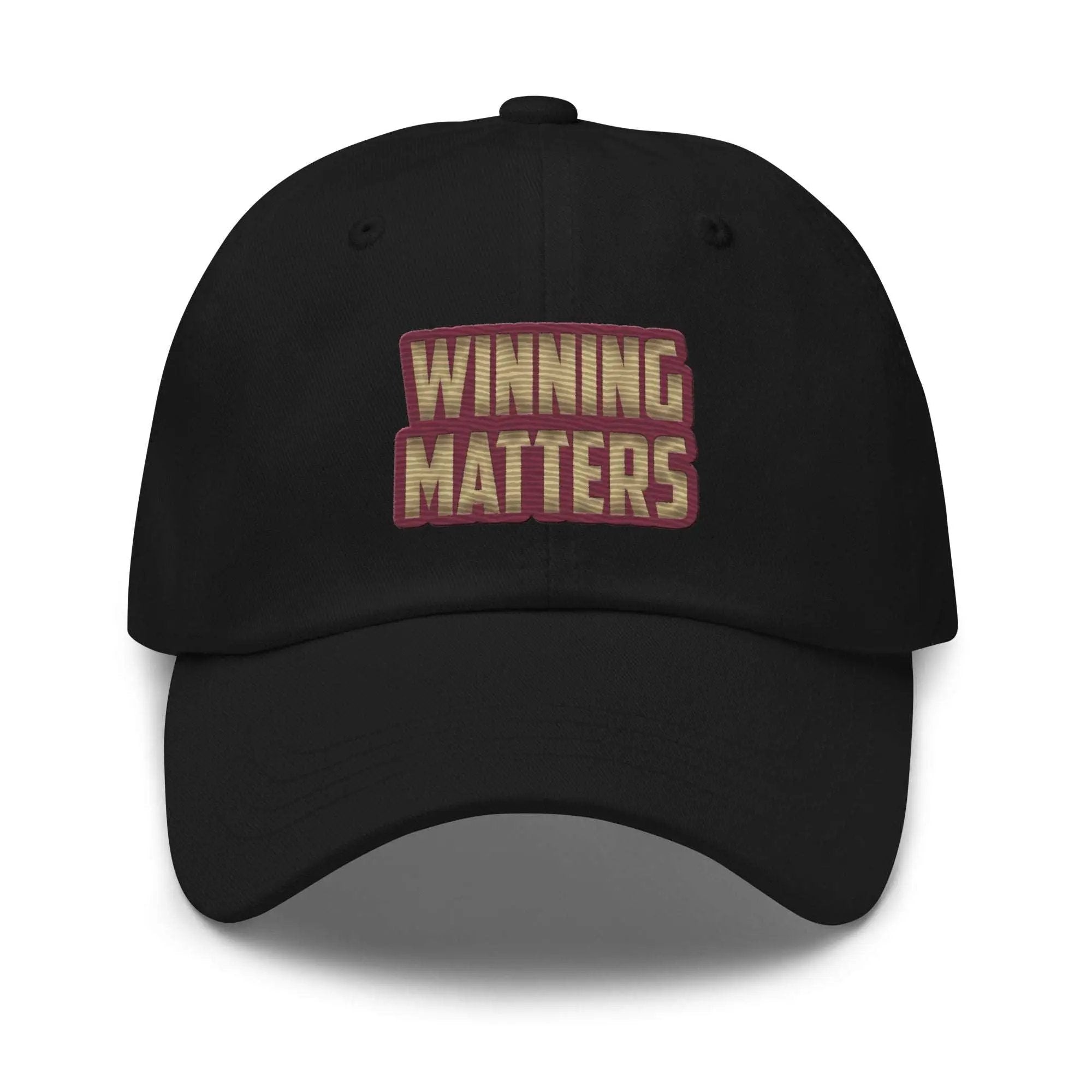 a black hat with the words winning matters on it
