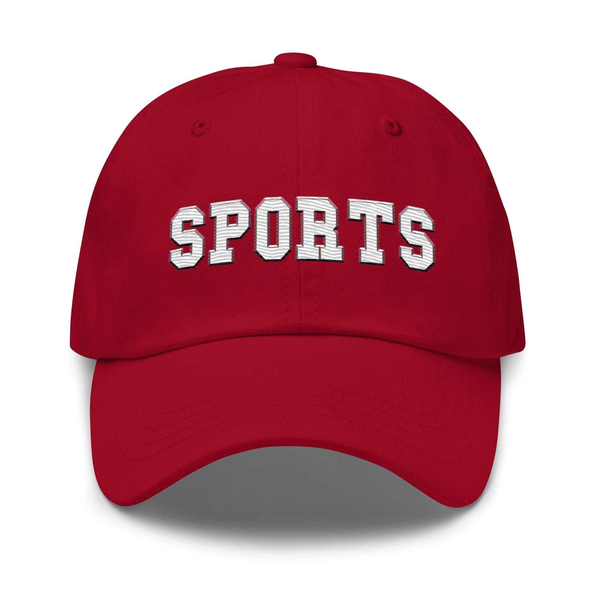 a red hat with the words sports on it