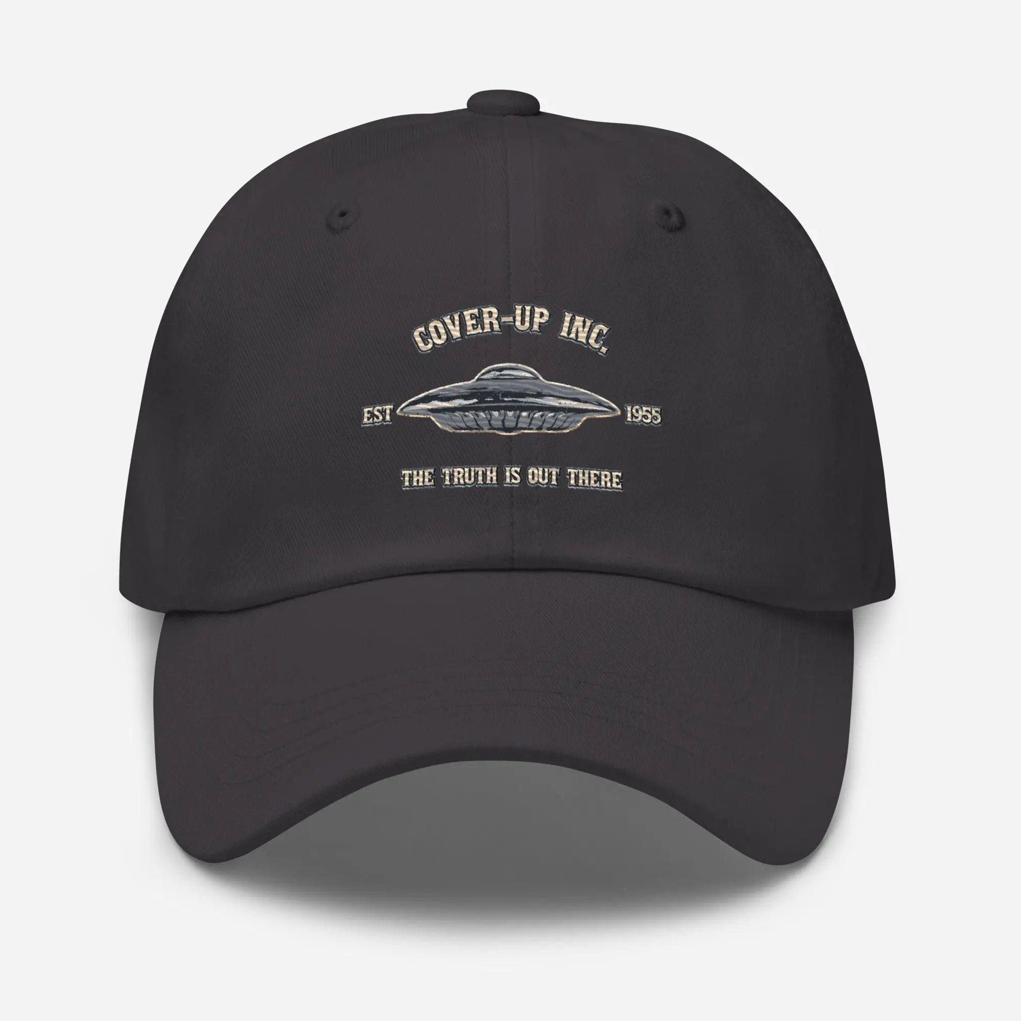 a black hat with the words cover up inc on it