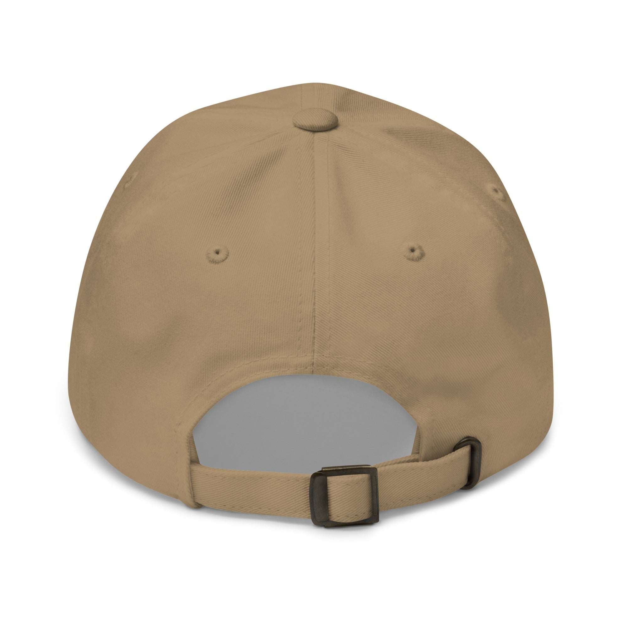 a tan hat with a black buckle on it