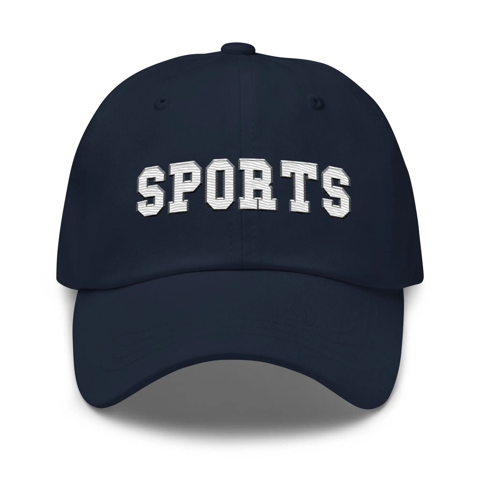 a baseball cap with the word sports on it