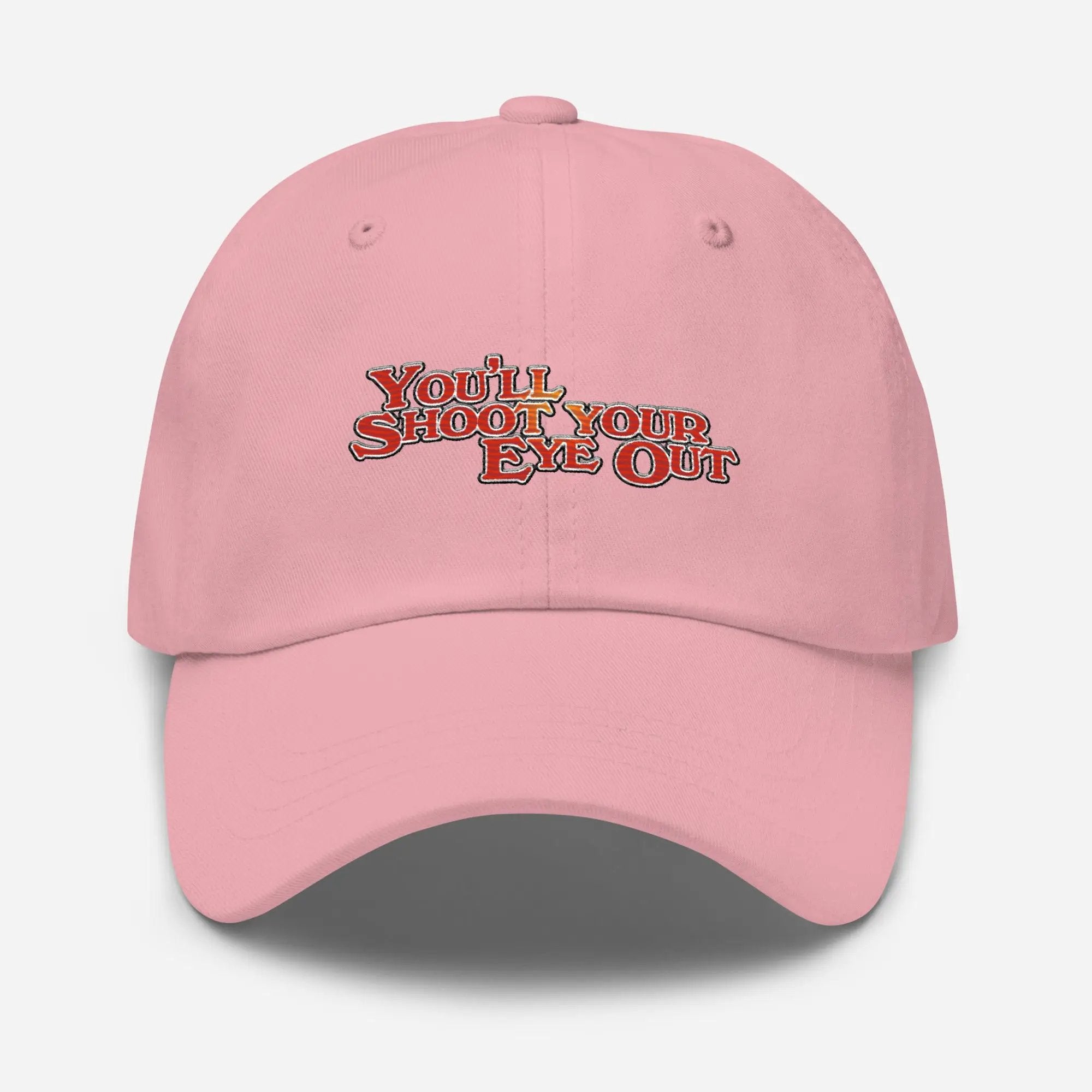 a pink hat with the words you're shoot your ex out on it