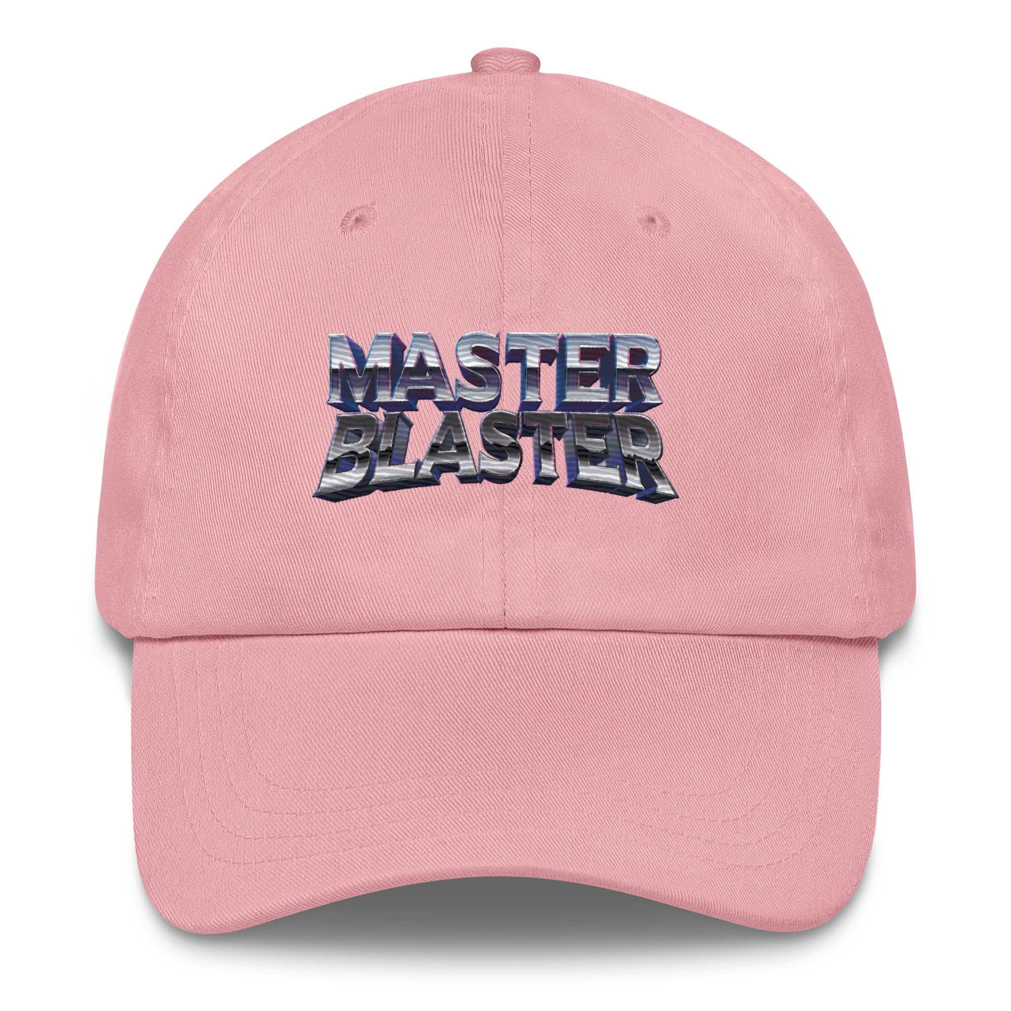 a pink hat with the words master blaster on it