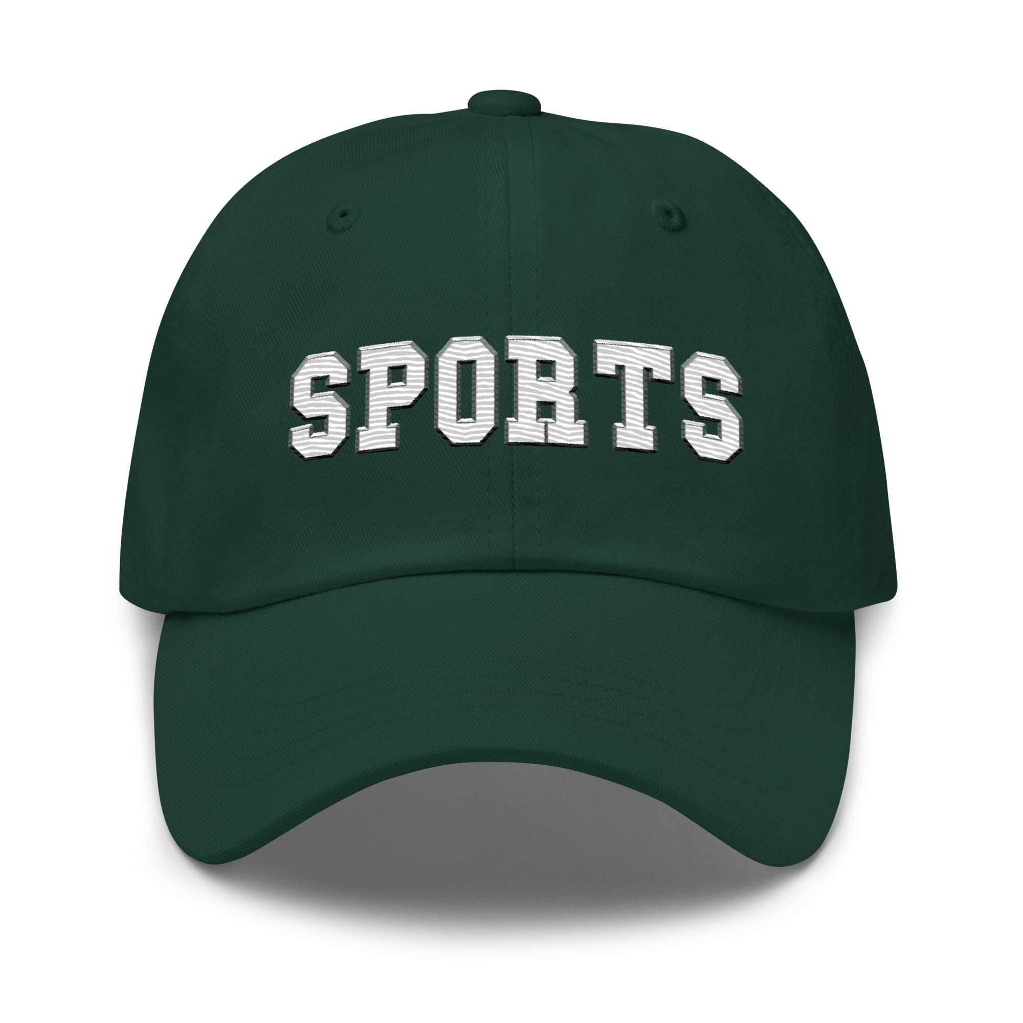 a green hat with the word sports on it