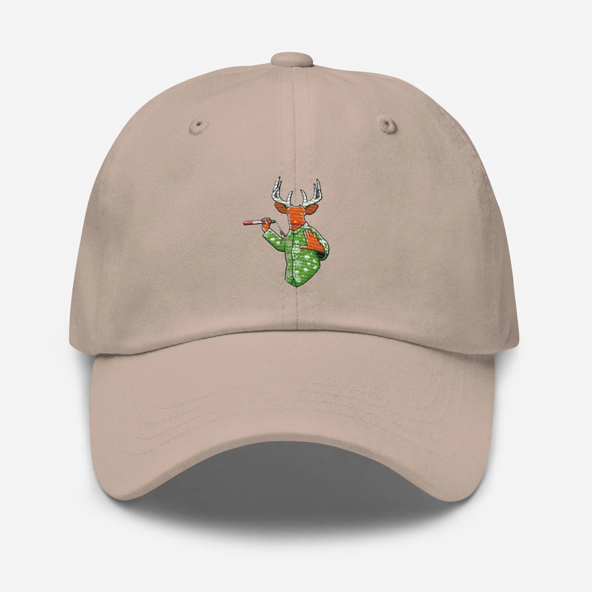 a baseball cap with a deer on it