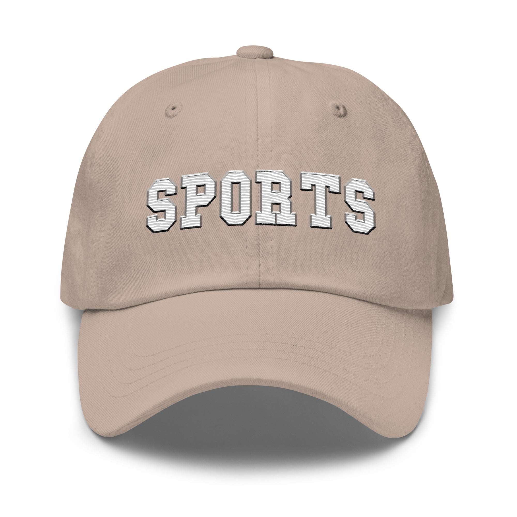 a baseball cap with the word sports on it