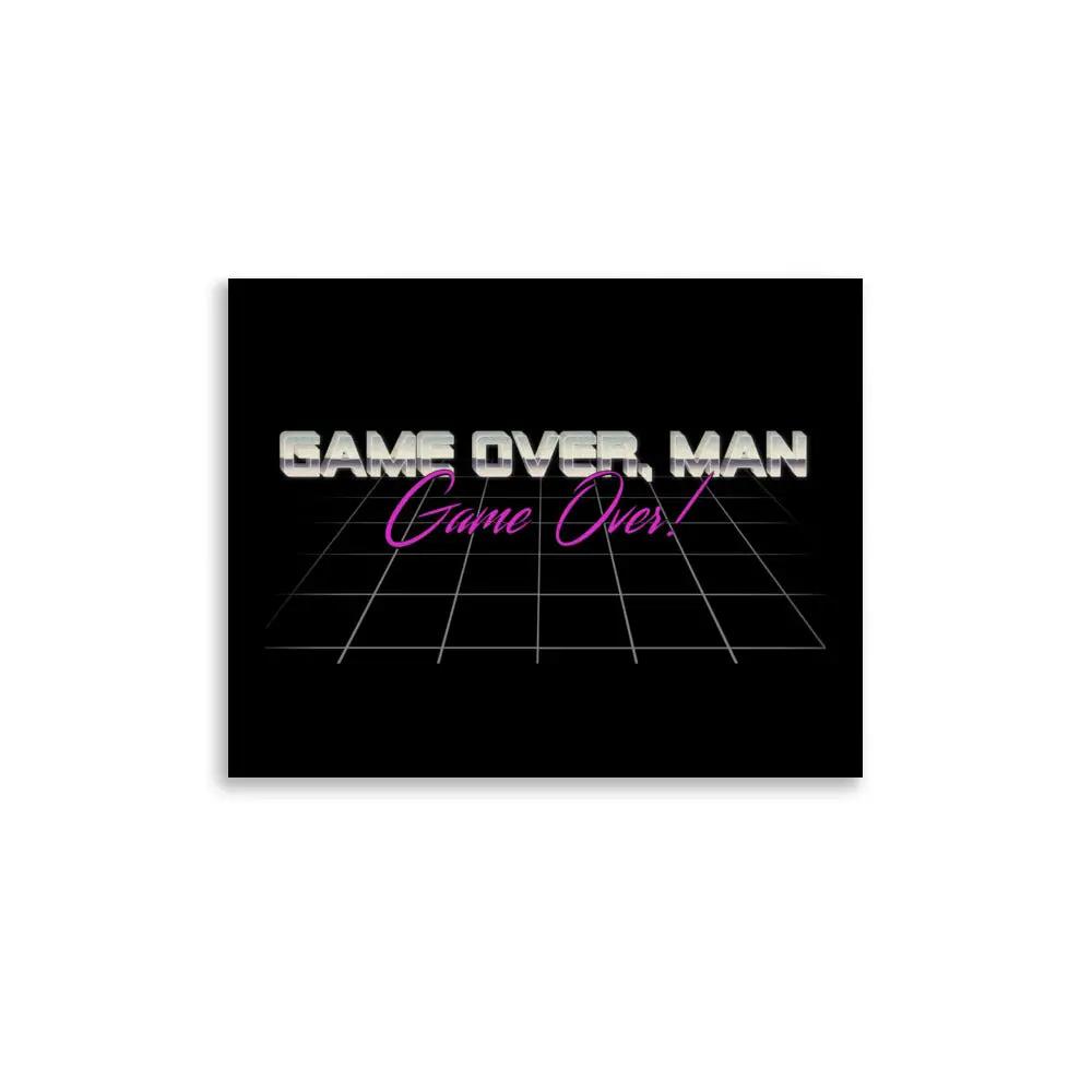 the game over man logo on a black background