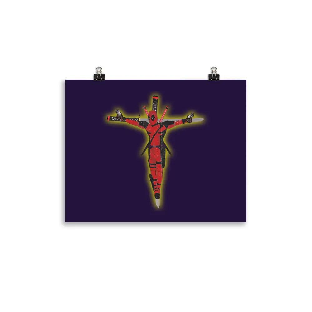 a picture of a cross on a purple background