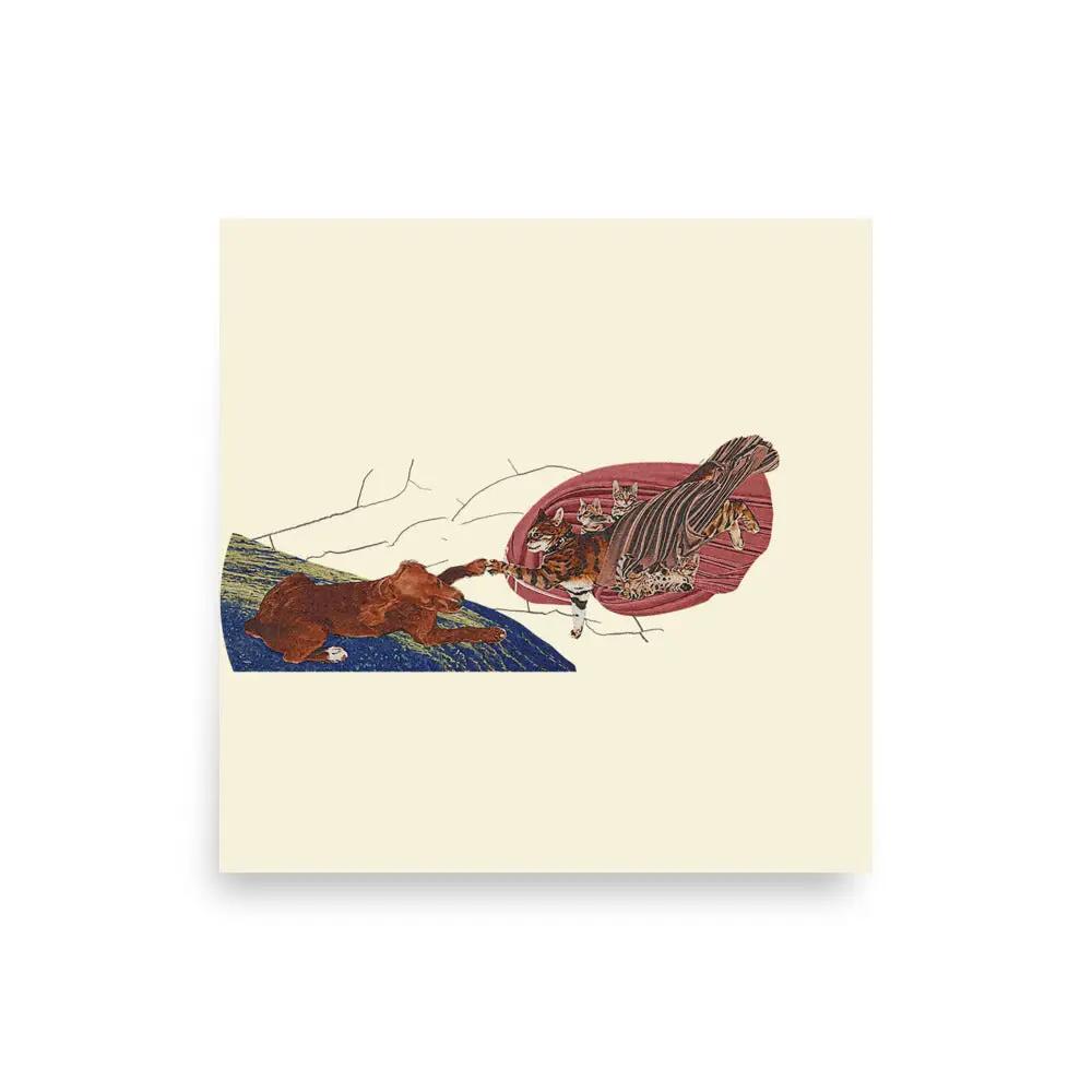 a card with a picture of a cat and a fish