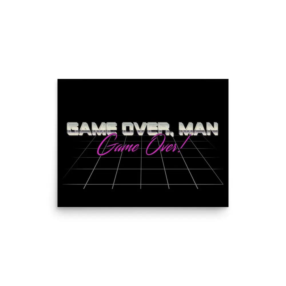 a black and white photo with the words game over man