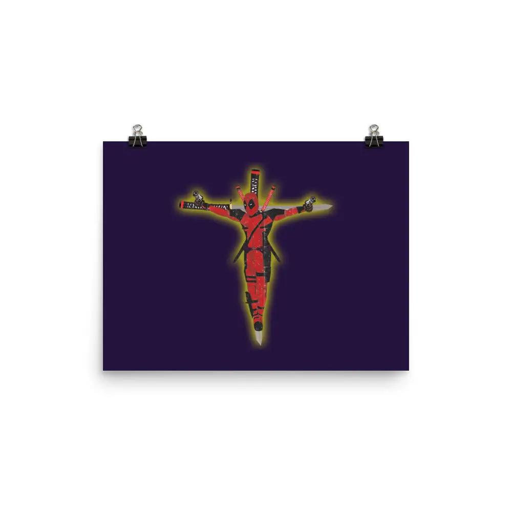 a picture of a cross on a purple background