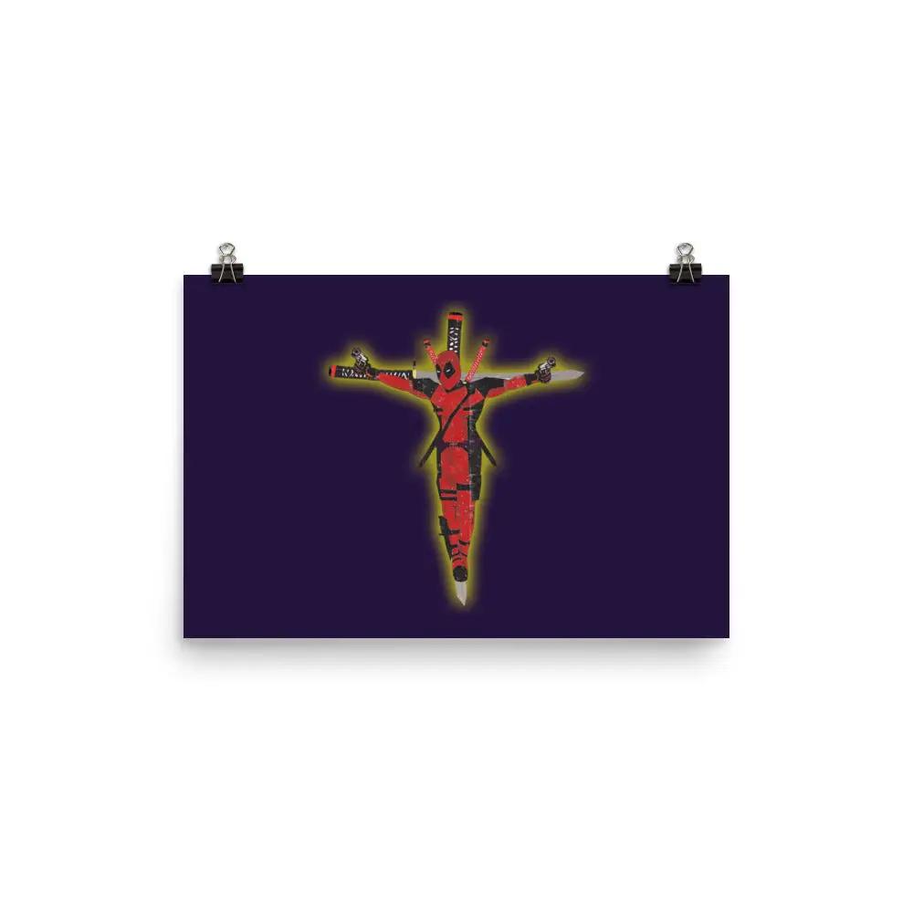 a picture of a cross on a purple background