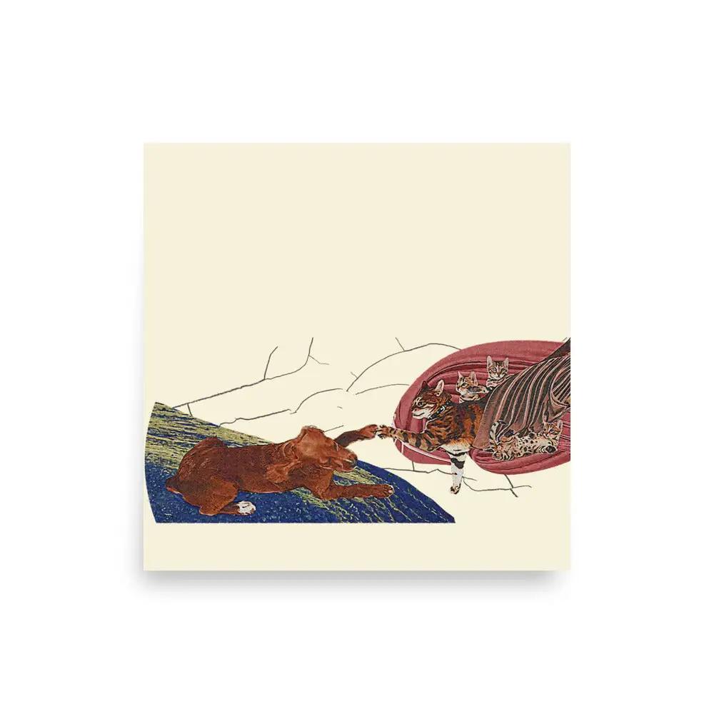 a picture of a cat and a dog on a rug