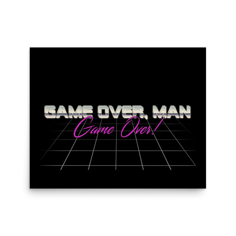 the game over man logo on a black background