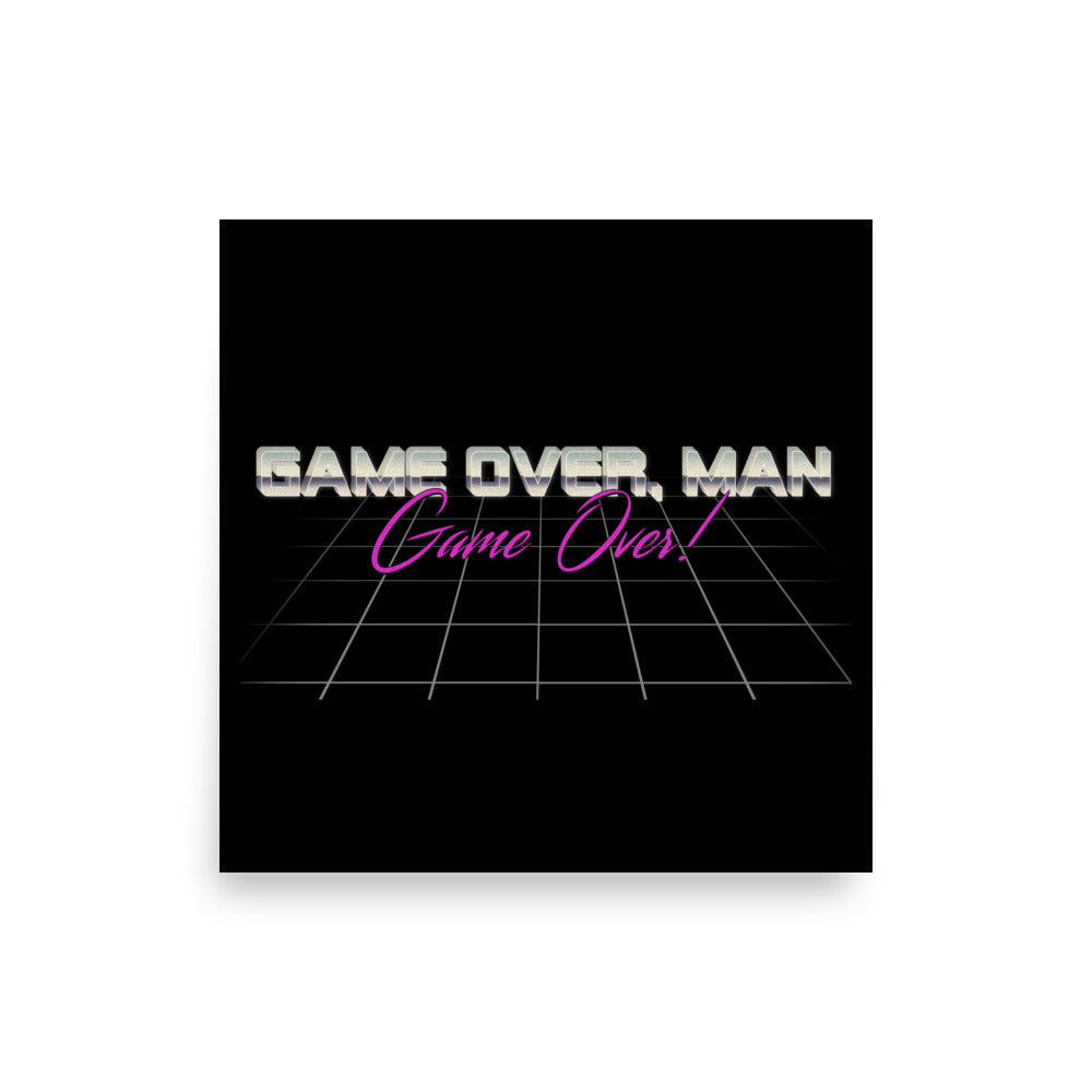 the game over man logo on a black background