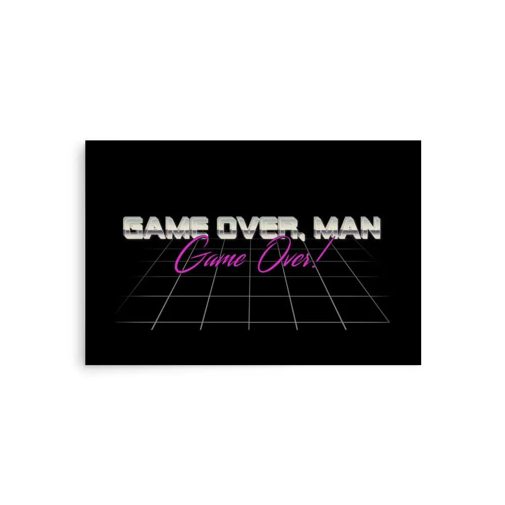 the game over man logo on a black background