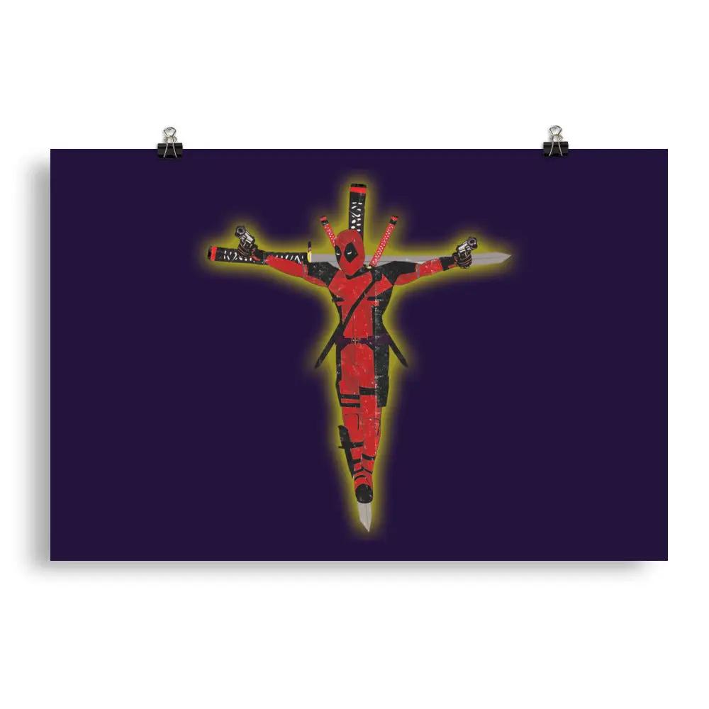 a picture of a crucifix on a purple background