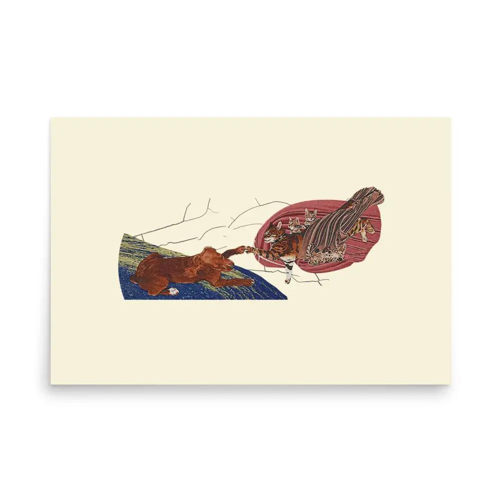 a card with a picture of a dog and a butterfly on it