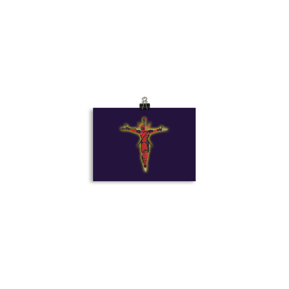 a picture of a cross on a purple background