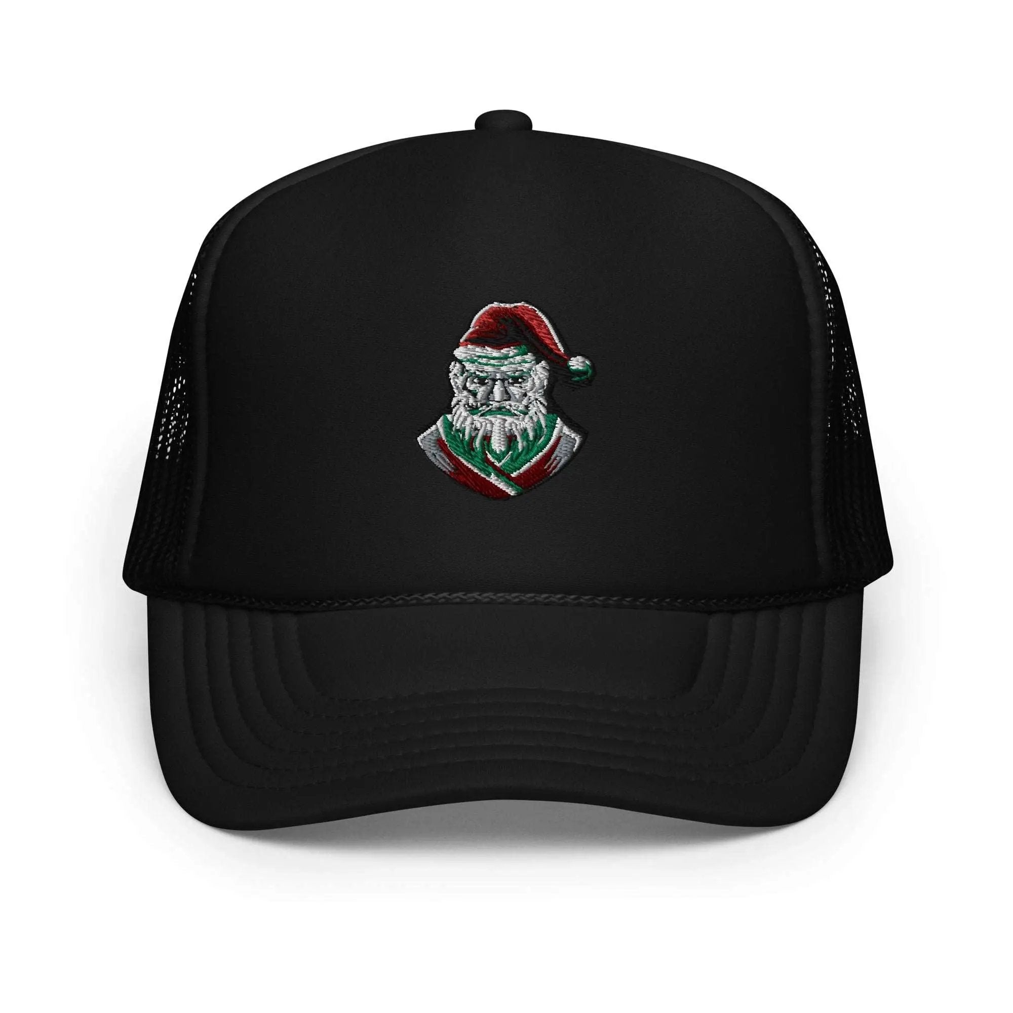 a black hat with a santa clause on it
