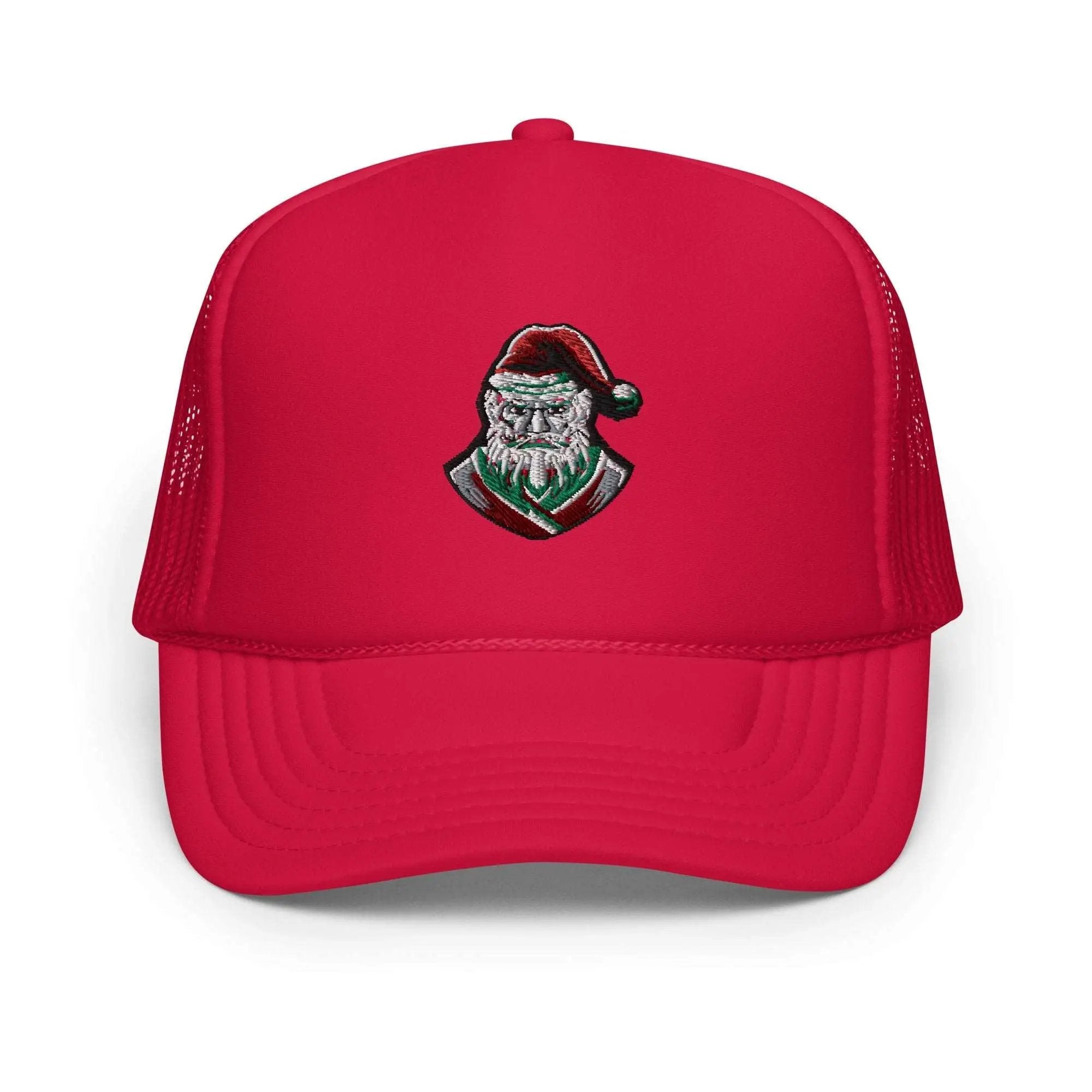 a red hat with a santa clause on it