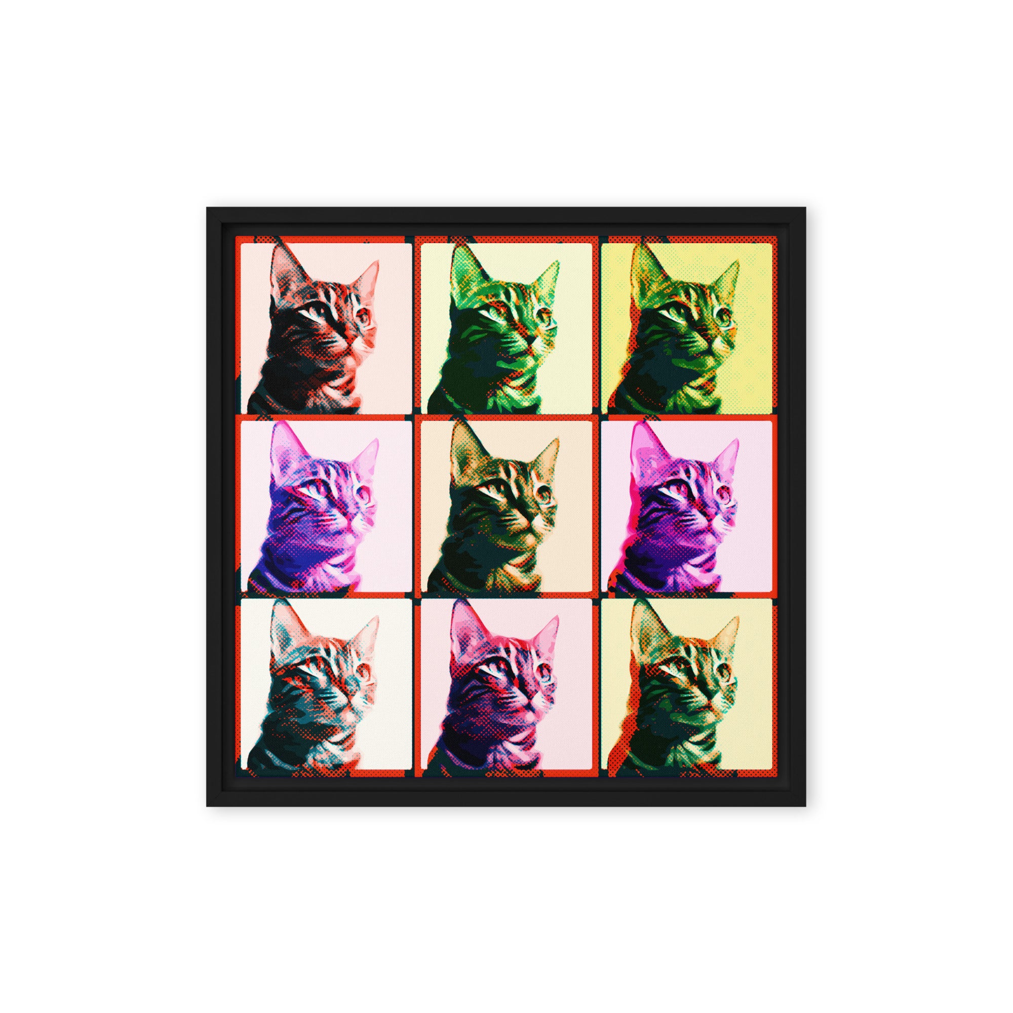 Warhol Cats Framed canvas