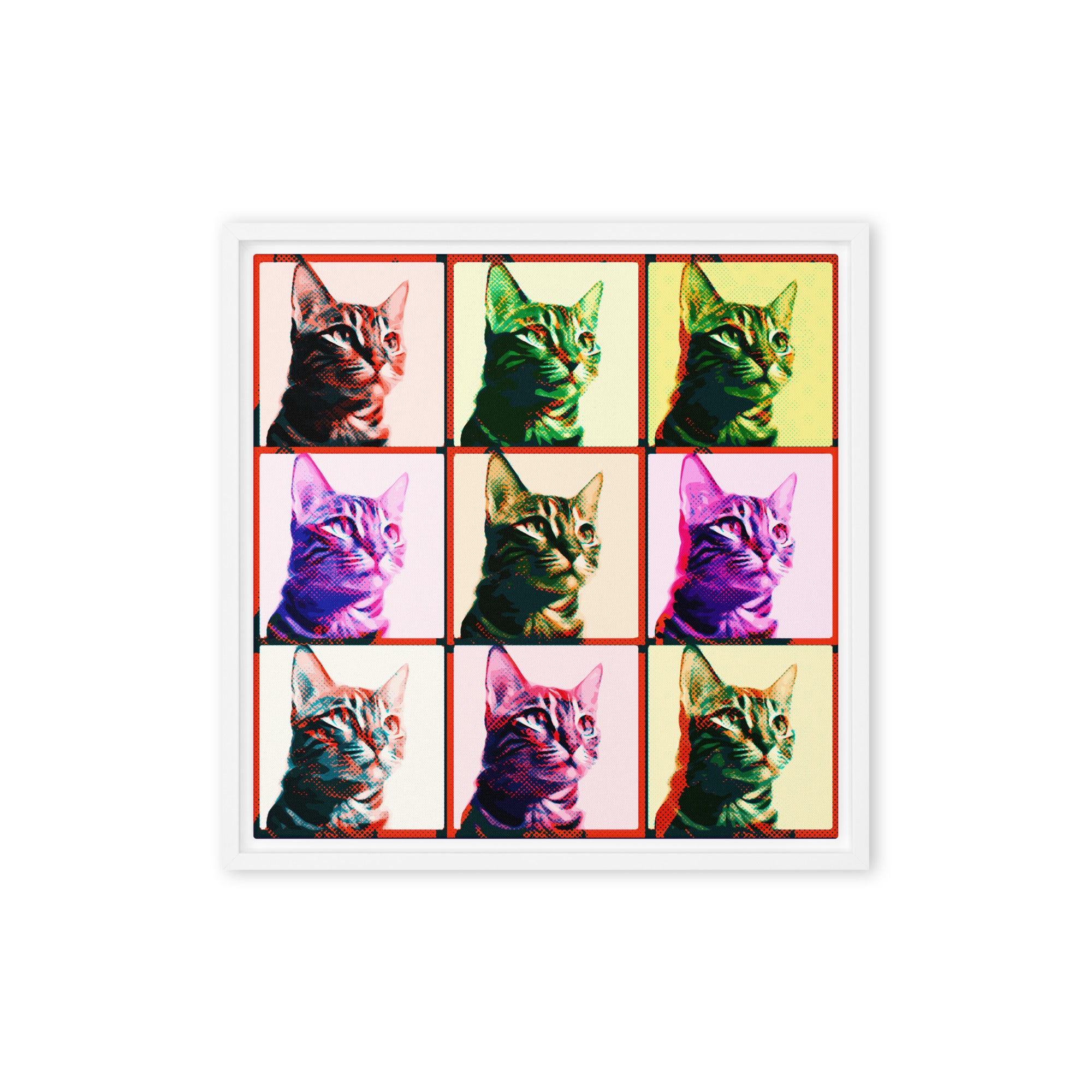 Warhol Cats Framed canvas