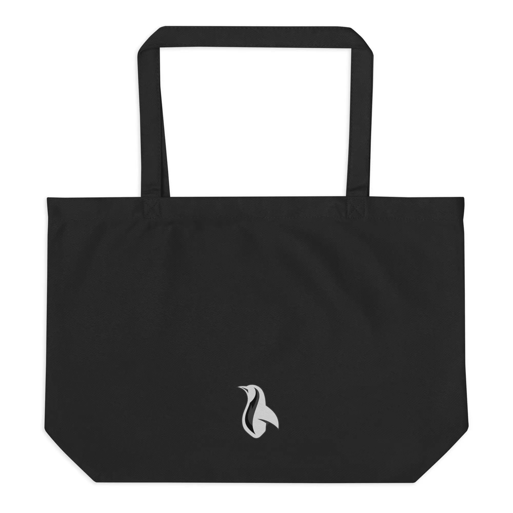 a black bag with a white logo on it